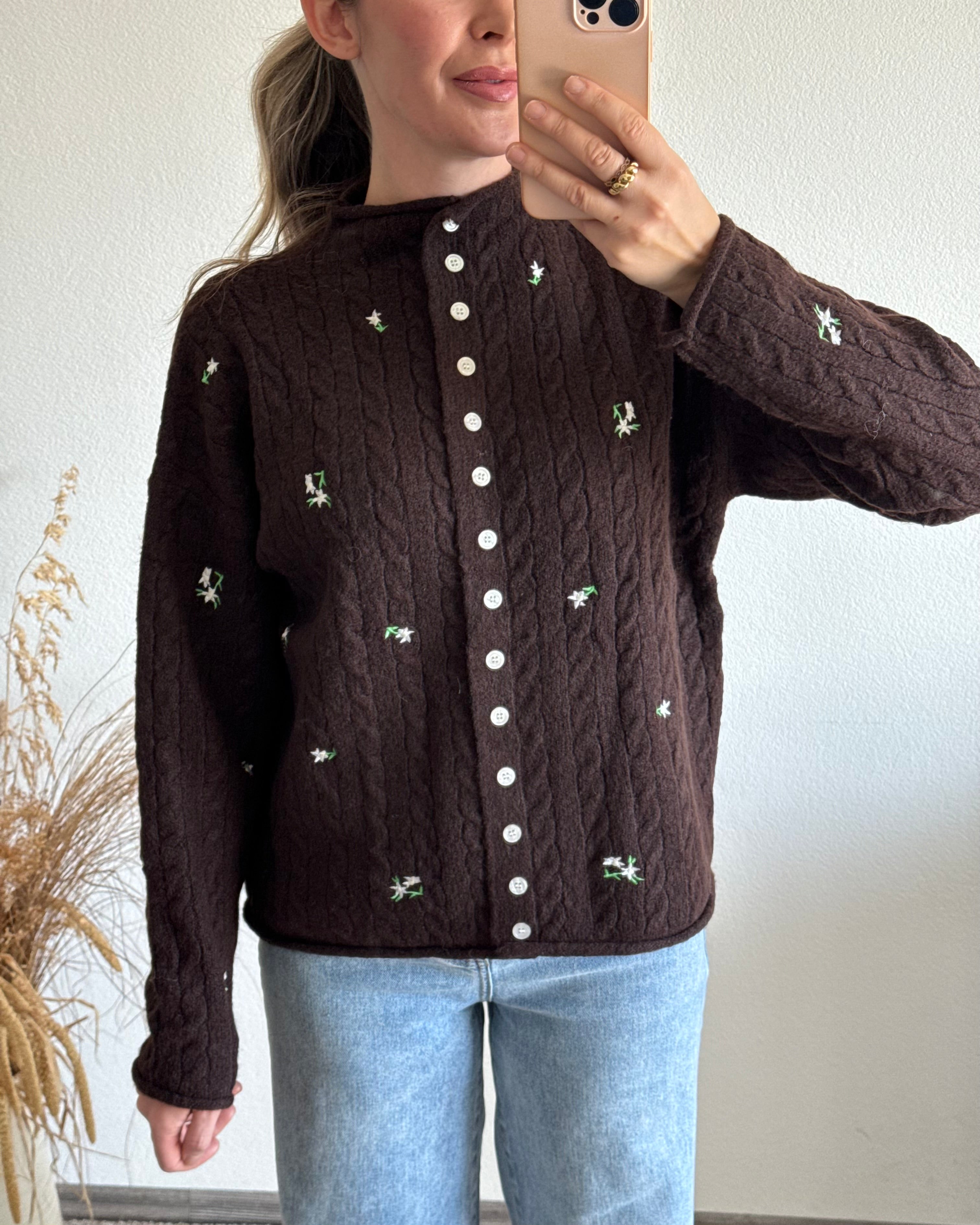 Cardigan Flower Dream DUNKELBRAUN