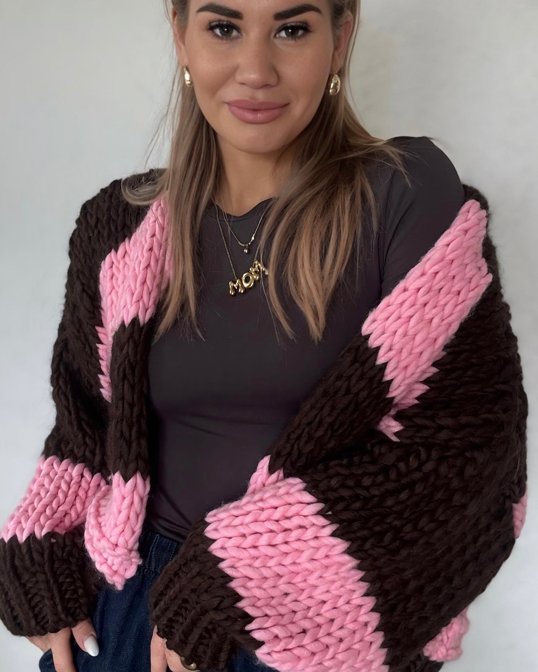 CHUNKY KNIT CARDIGAN BRAUN