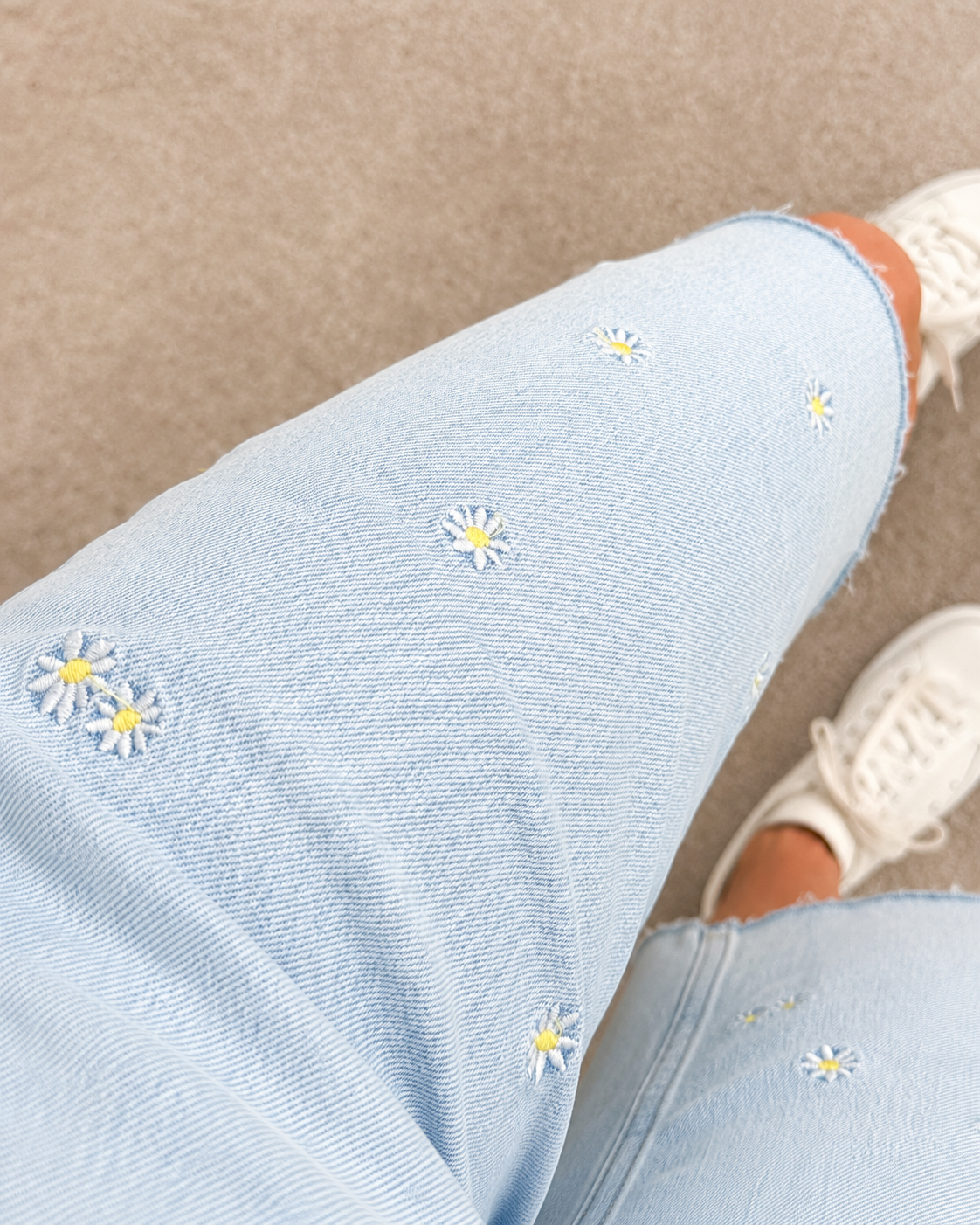 Bermuda Jeans Shorts Flowers