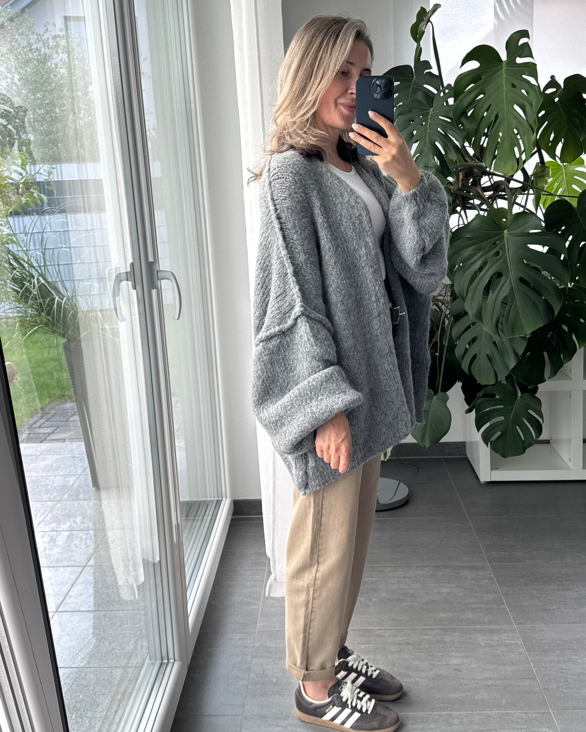 Offener Oversize Cardigan Lea GRAU
