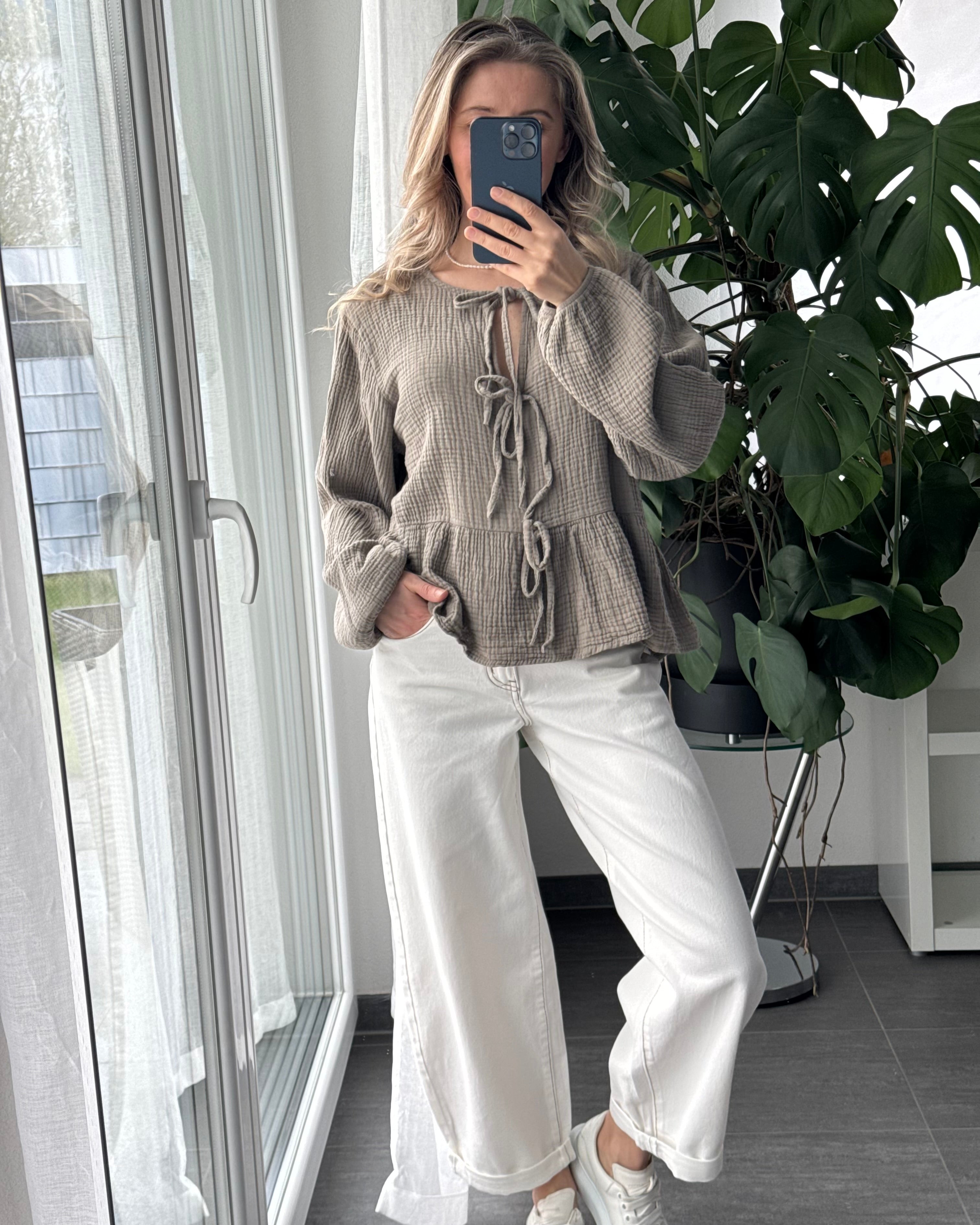 Musselinbluse Melly taupe