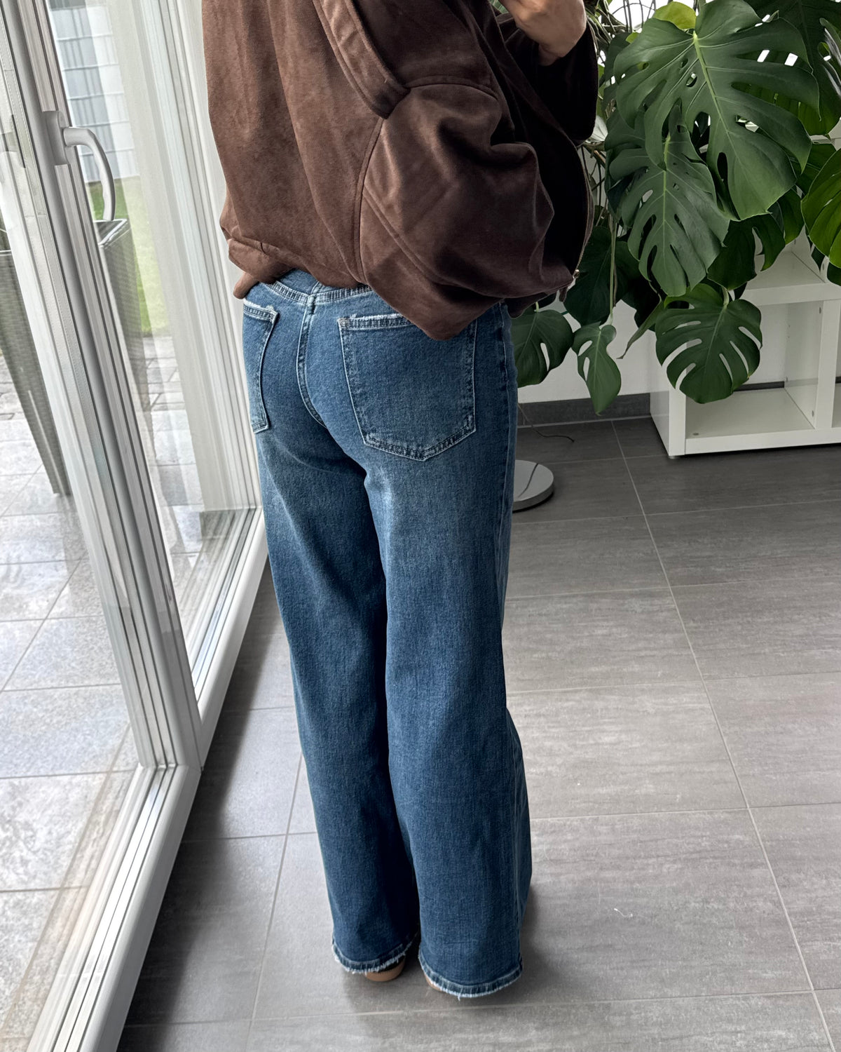 Wide leg stretch Jeans dunkelblau