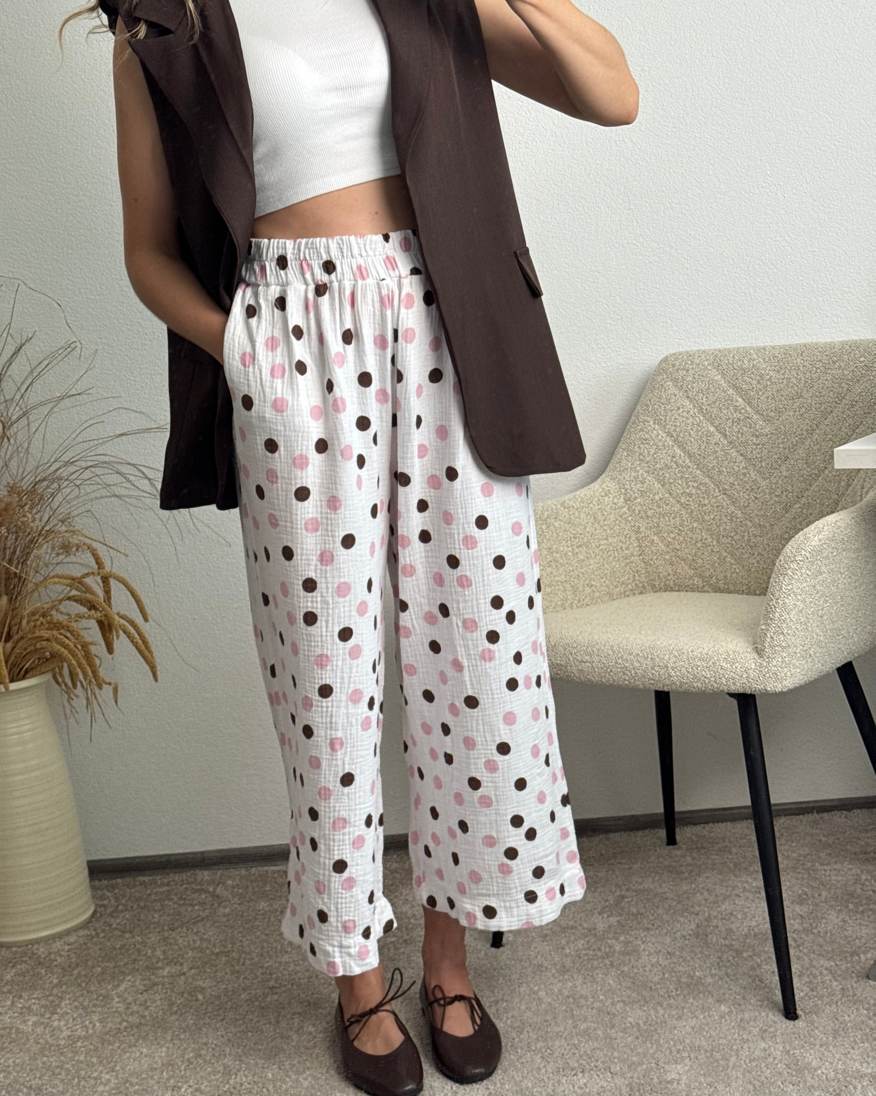 Musselinhose Polka Dots Rosa