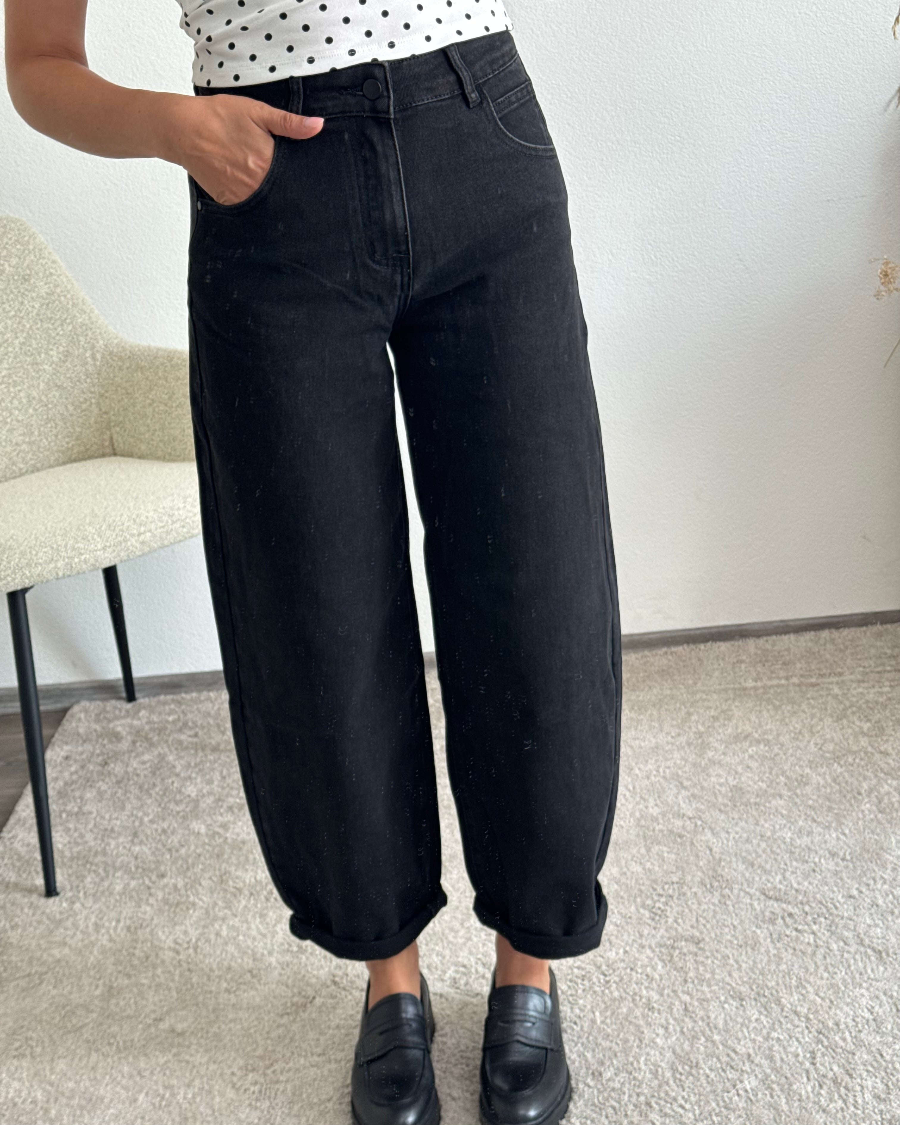 Stretch Ballon Jeans Schwarz