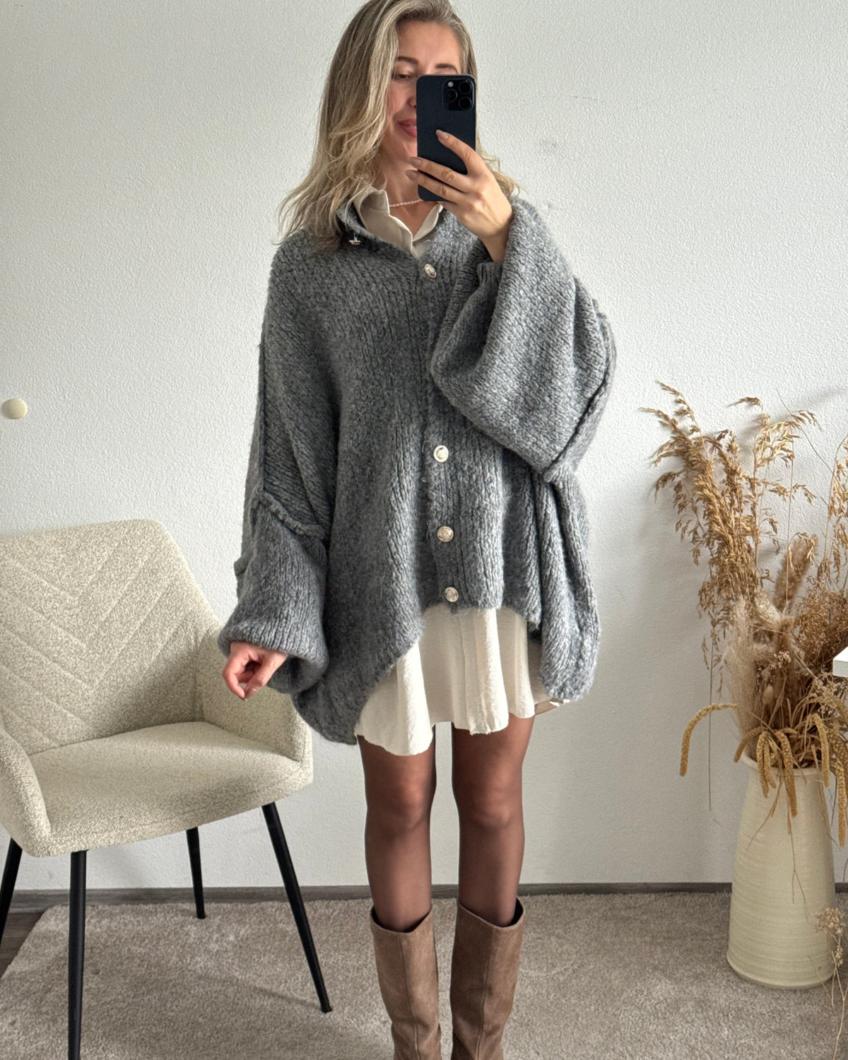 Strickjacke Elly Grau