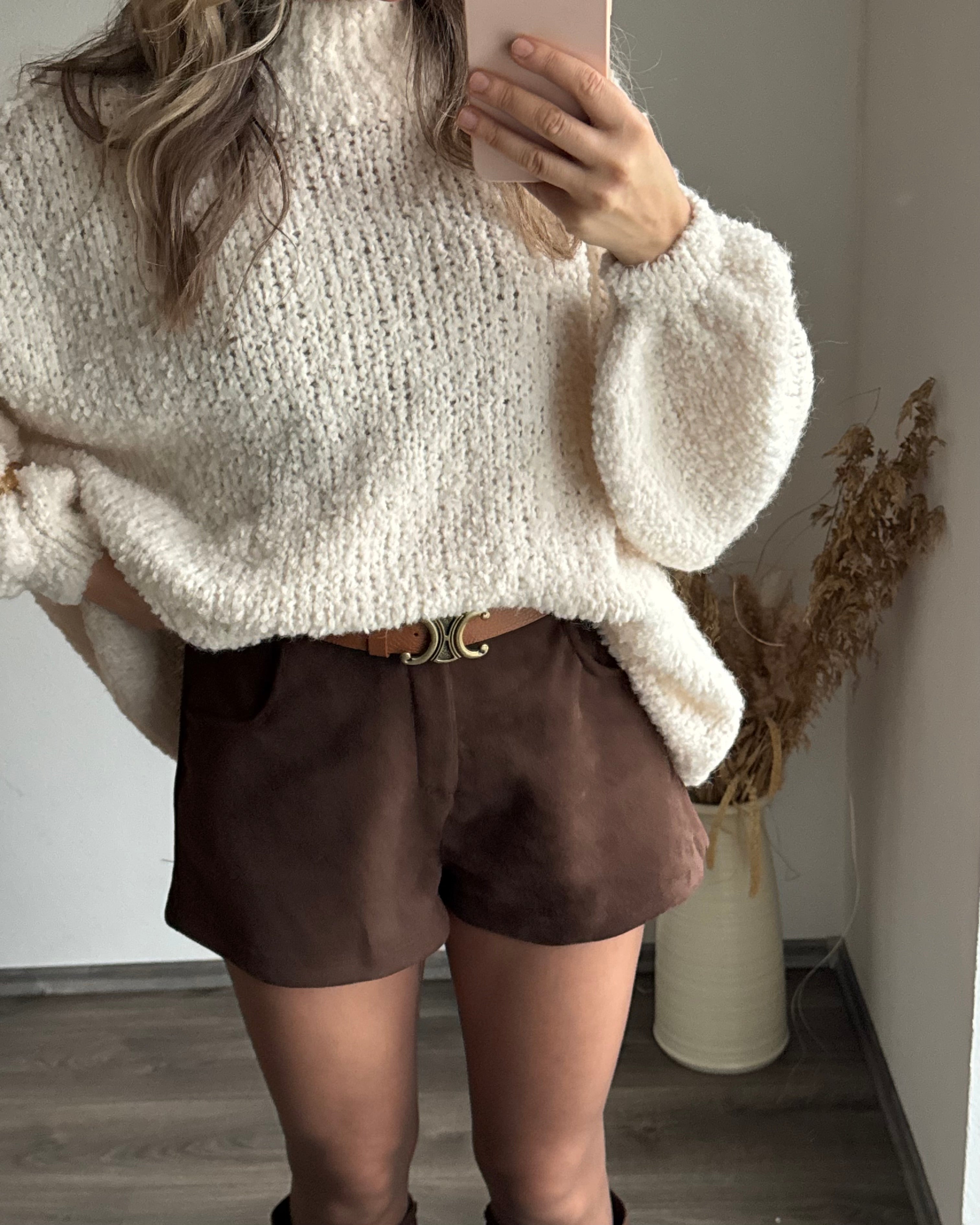Shorts Wildlederoptik Braun