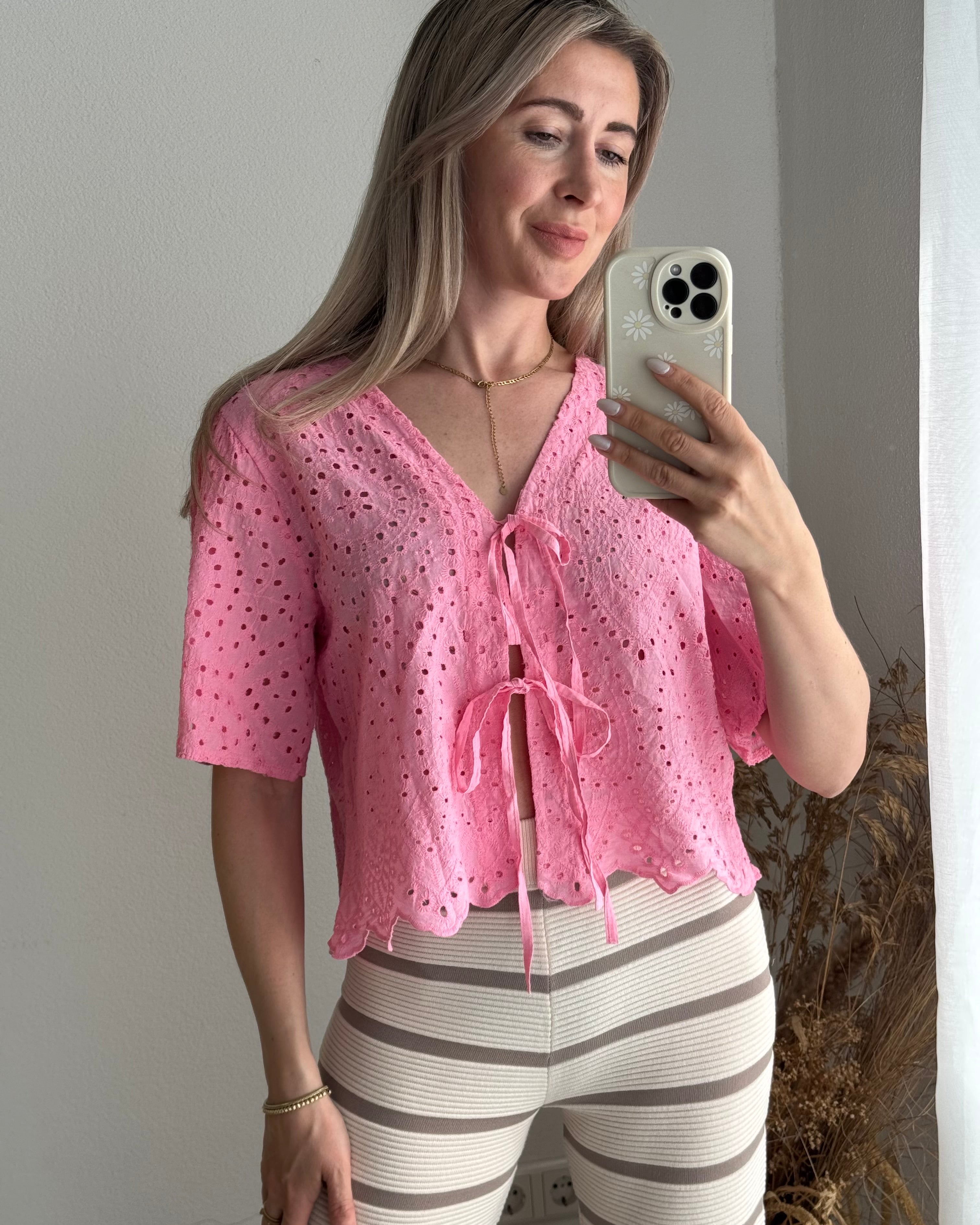 EINZELTEIL Bluse mit Schleifen Rosa VOM UMTAUSCH AUSGESCHLOSSEN