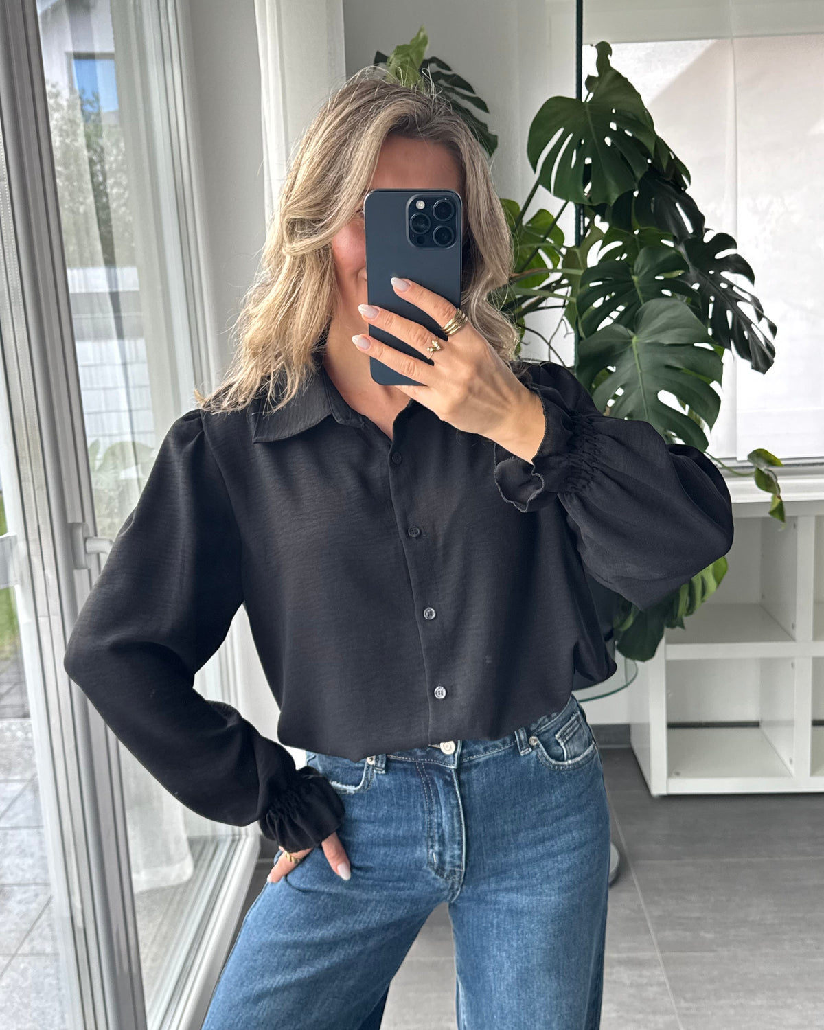 Bluse Marlie Rüschen Schwarz