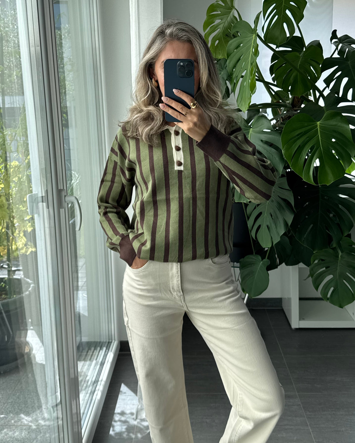 Strick-Polo Amélie Army Grün