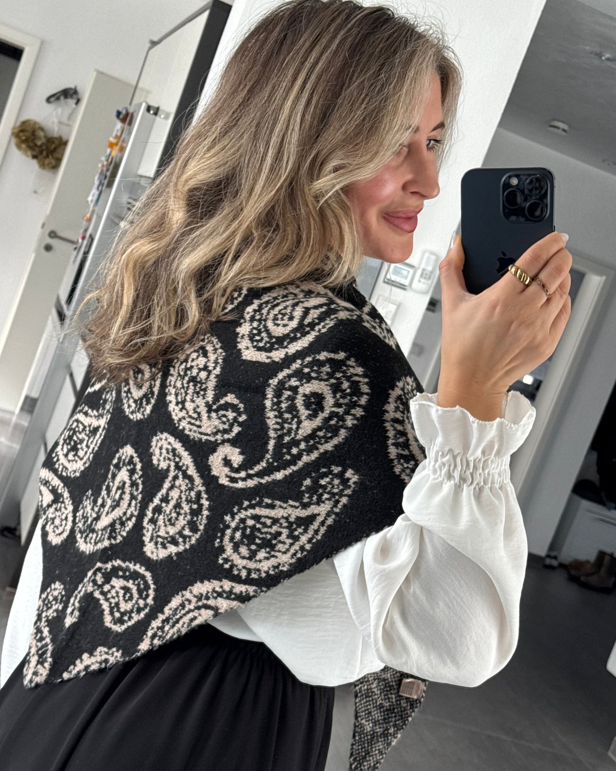 Dreieckstuch mit Paisley-Muster Schwarz