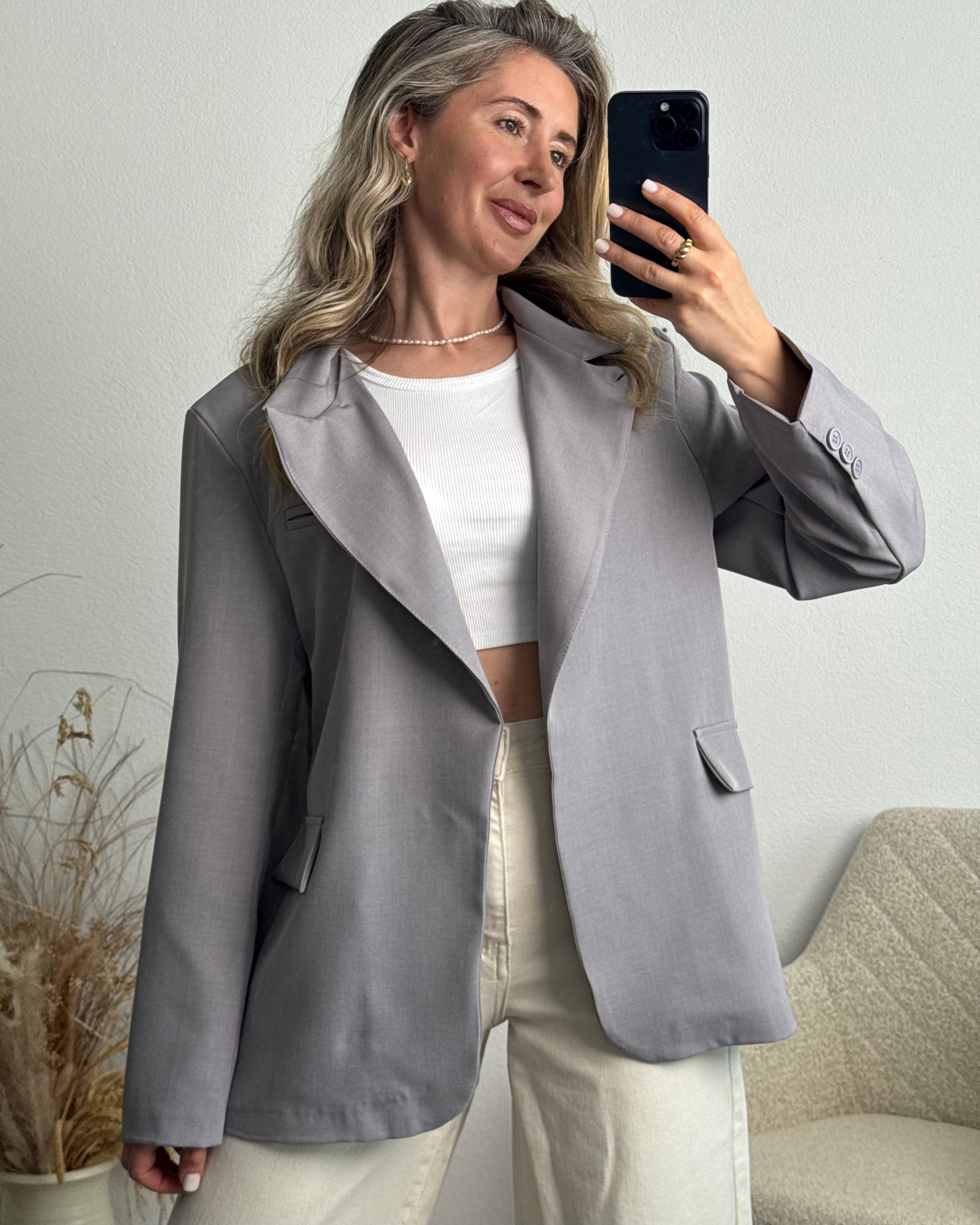 High Neck Blazer grau