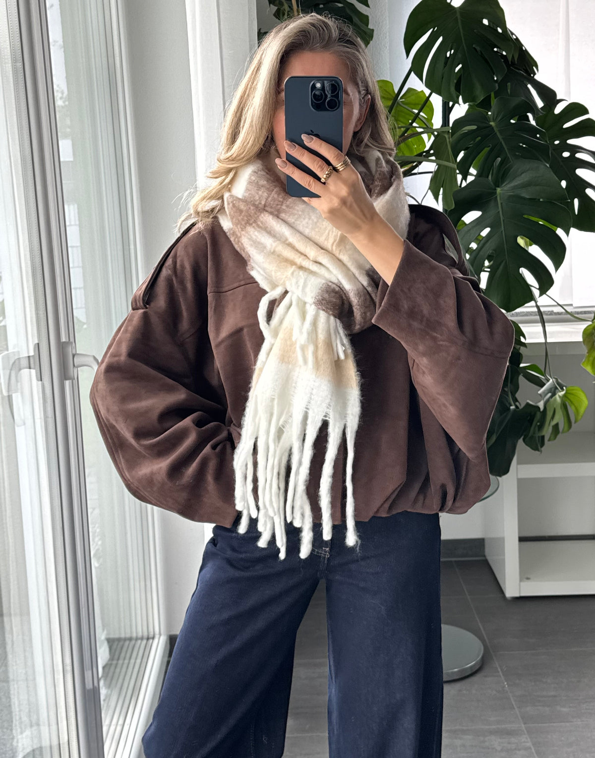 Rosalie Check Schal Beige/Mocha