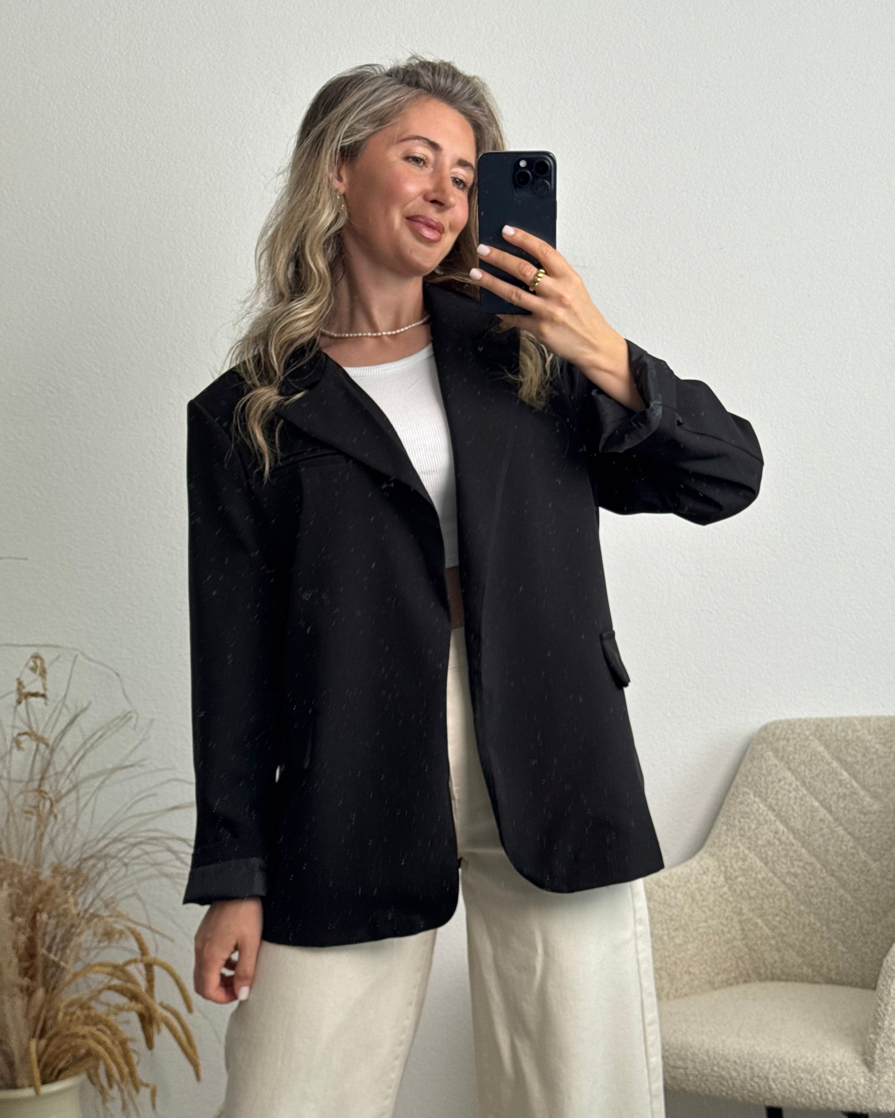 High Neck Blazer schwarz