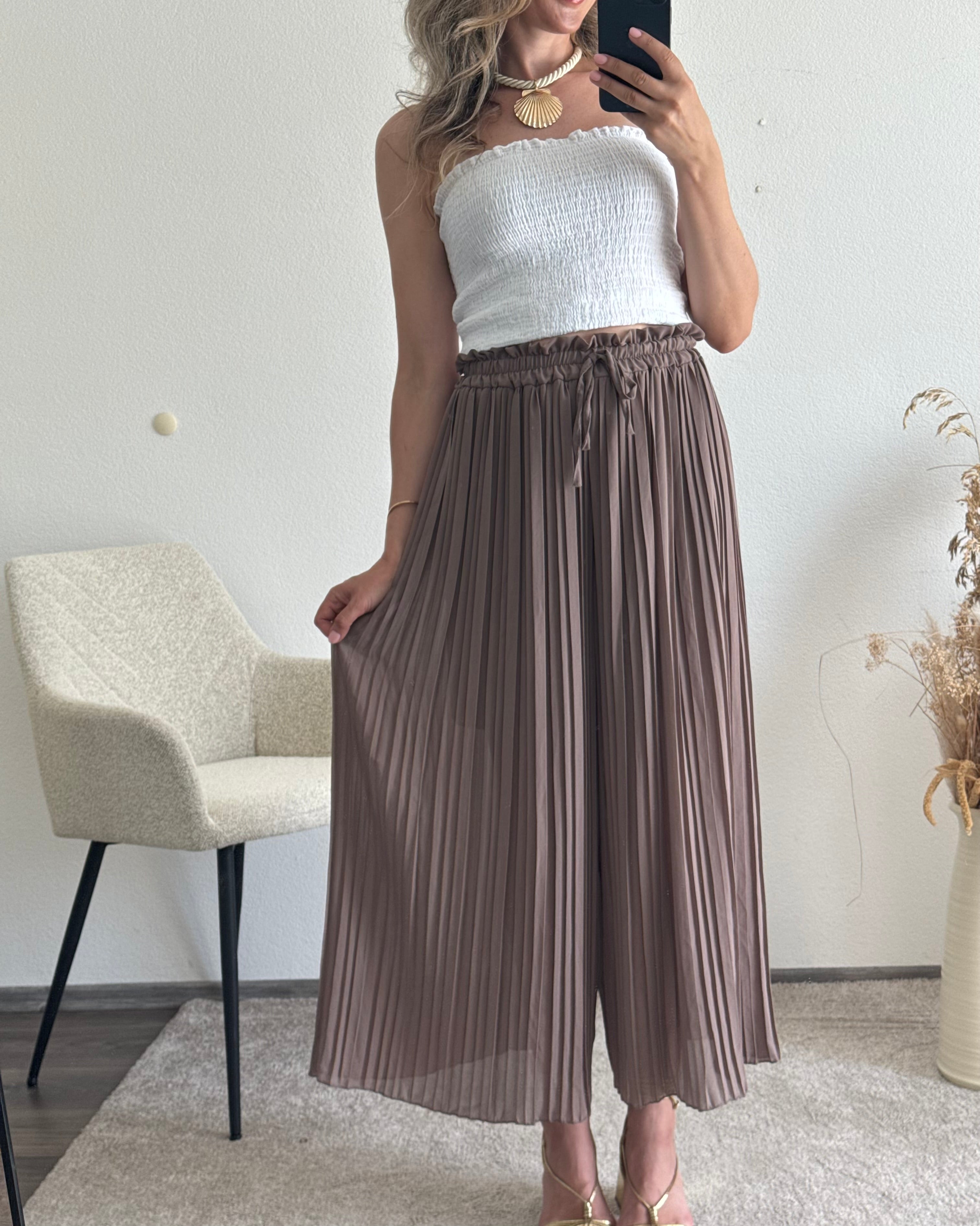 Plisseehose Taupe