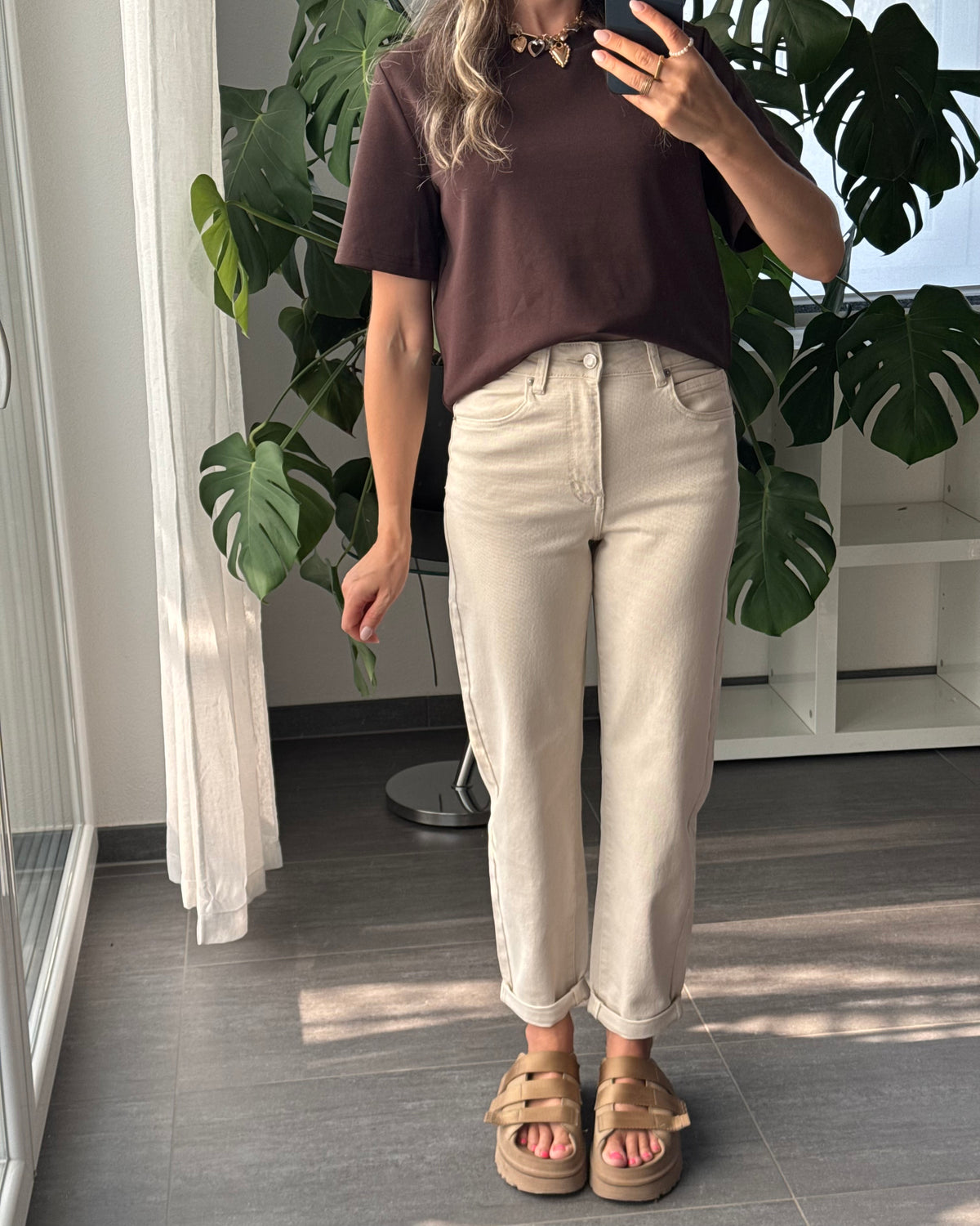 MOM JEANS Beige