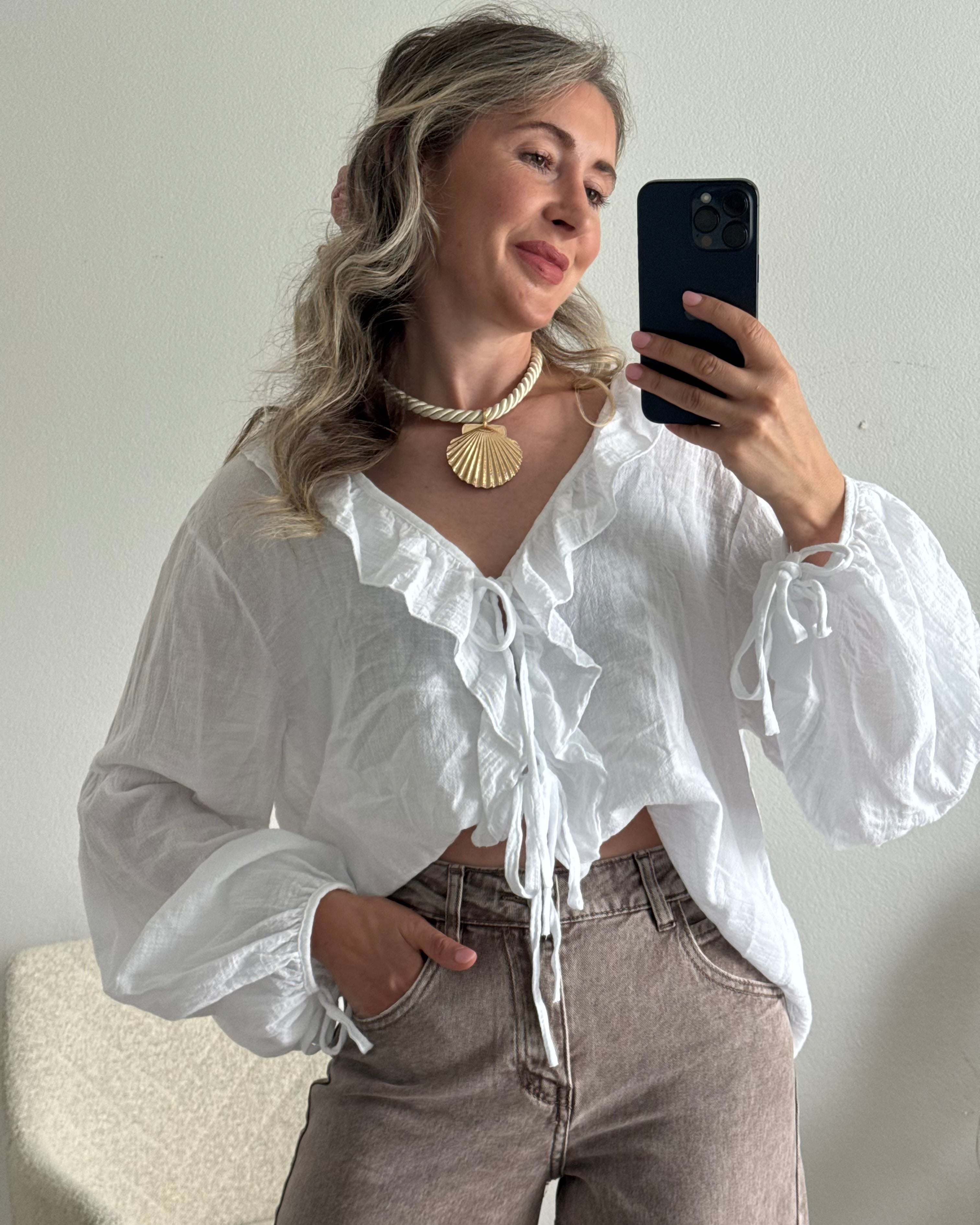 Rüschenbluse Mila weiß