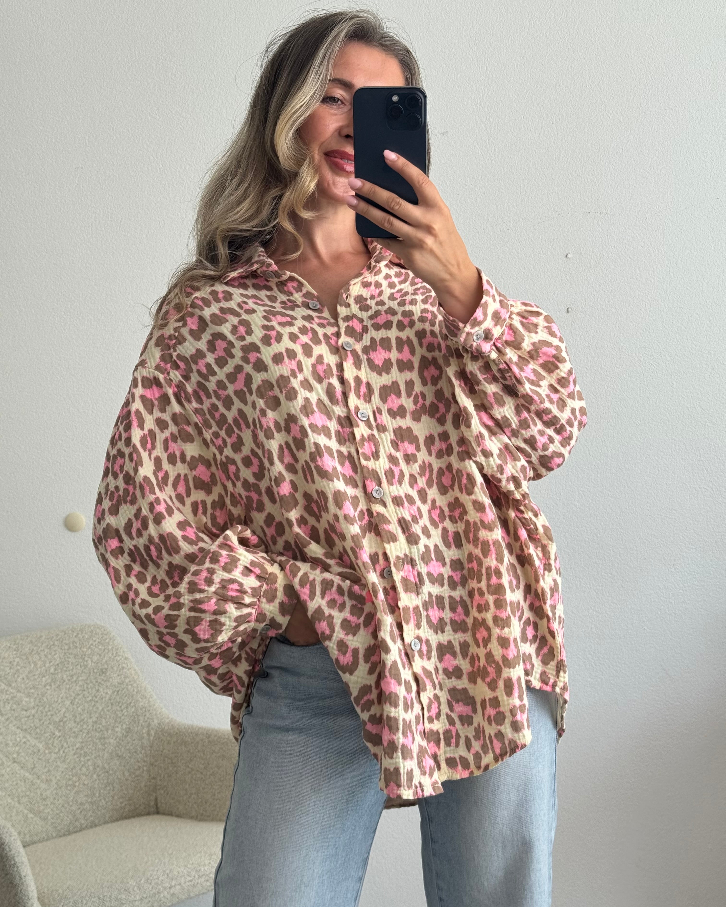 Musselinbluse Leo Rosa