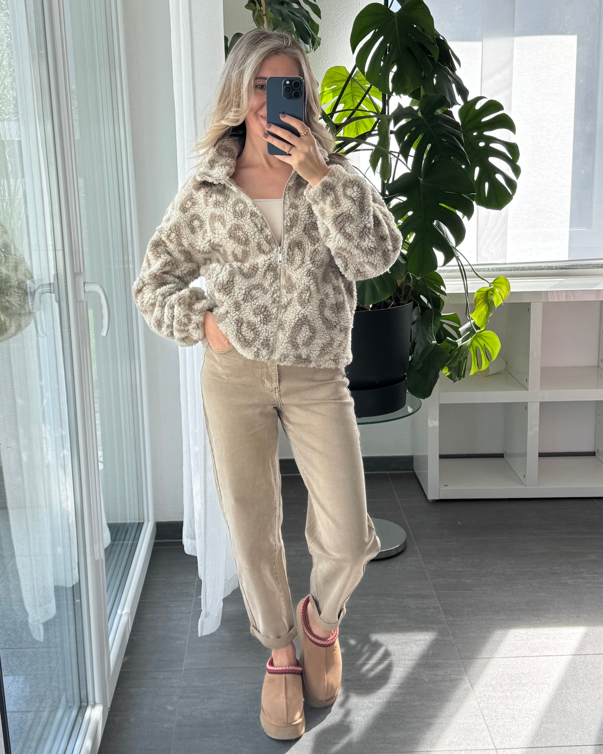 Teddyjacke Leo Beige