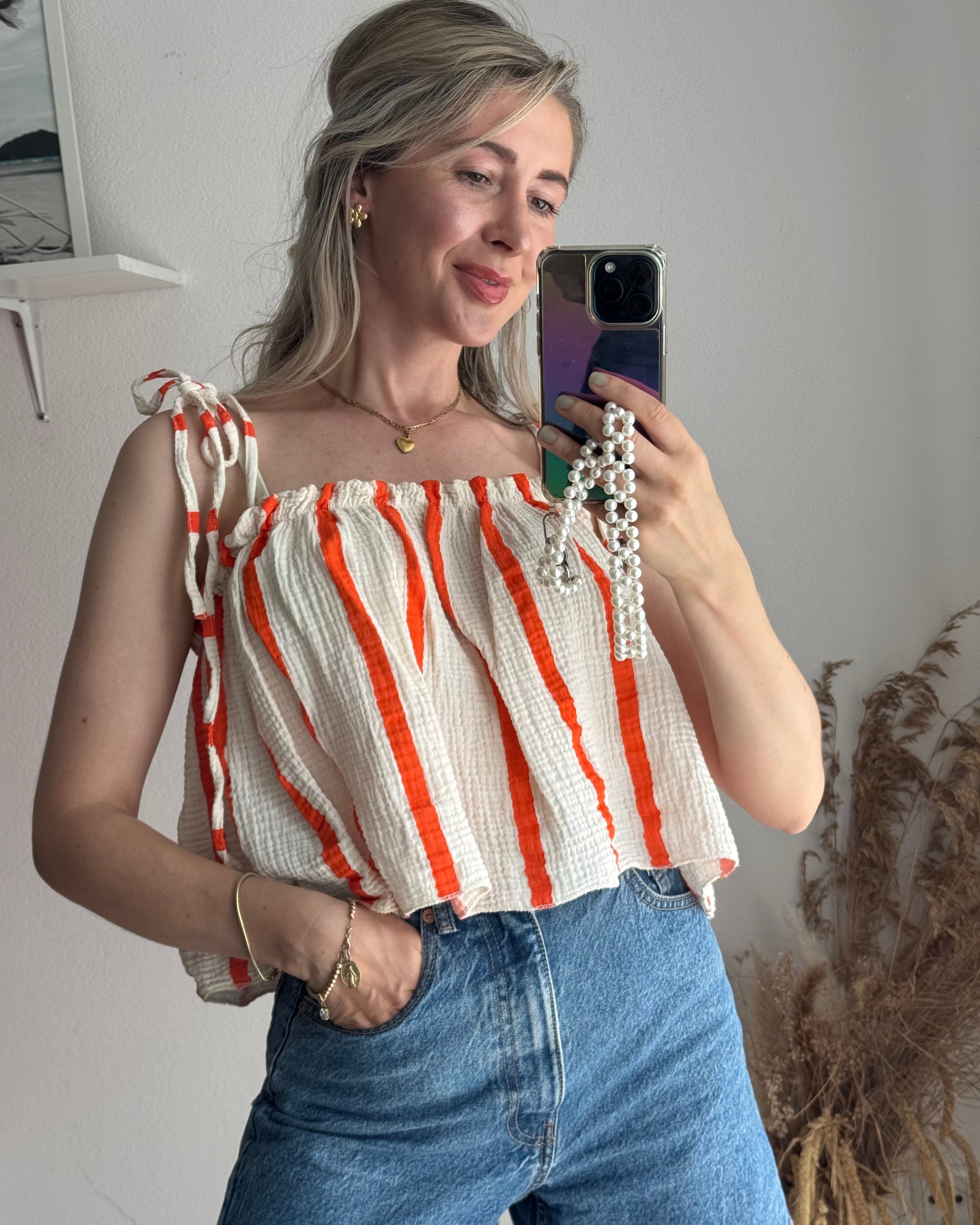 Musselin Top gestreift