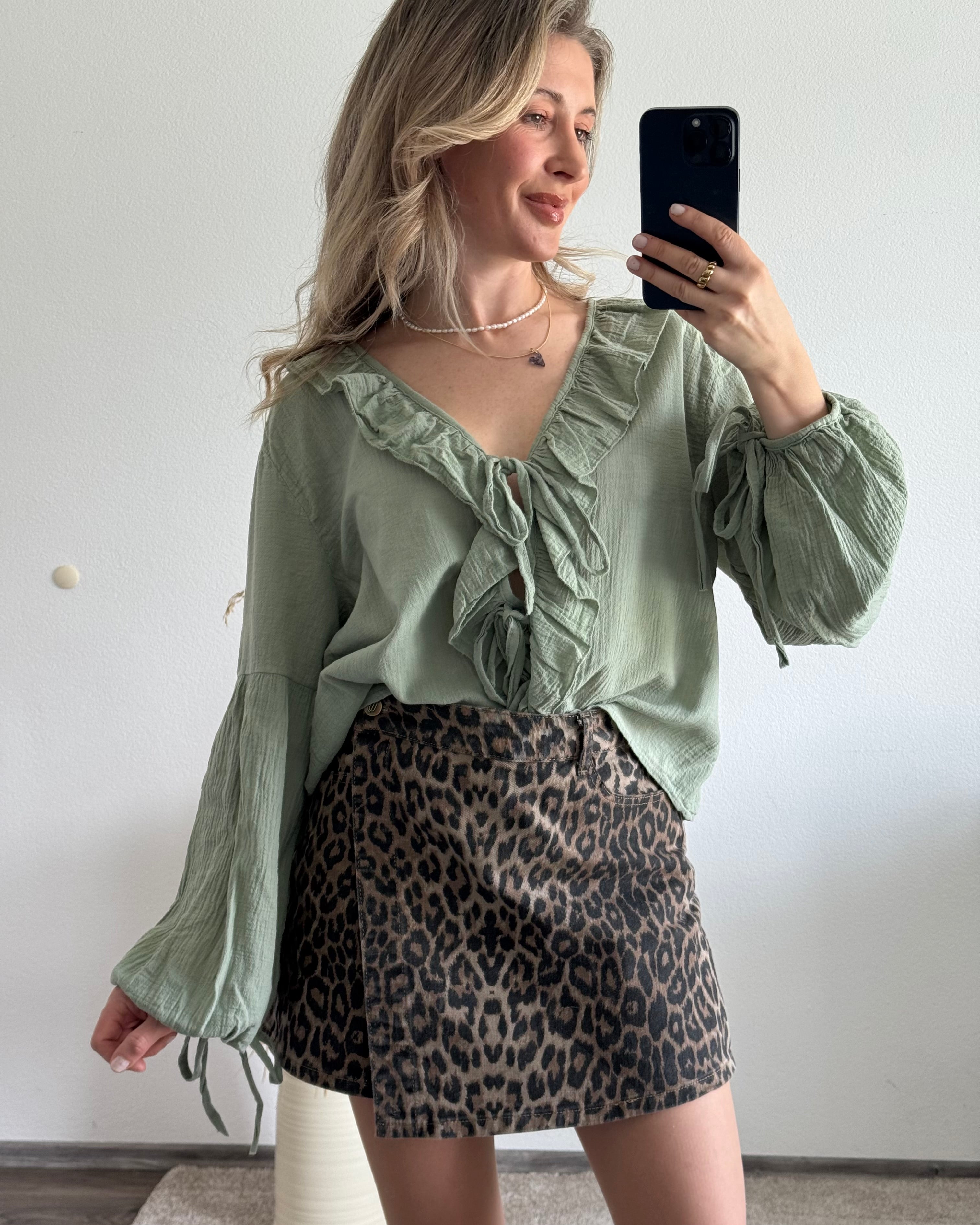 Rüschenbluse Mila Khaki