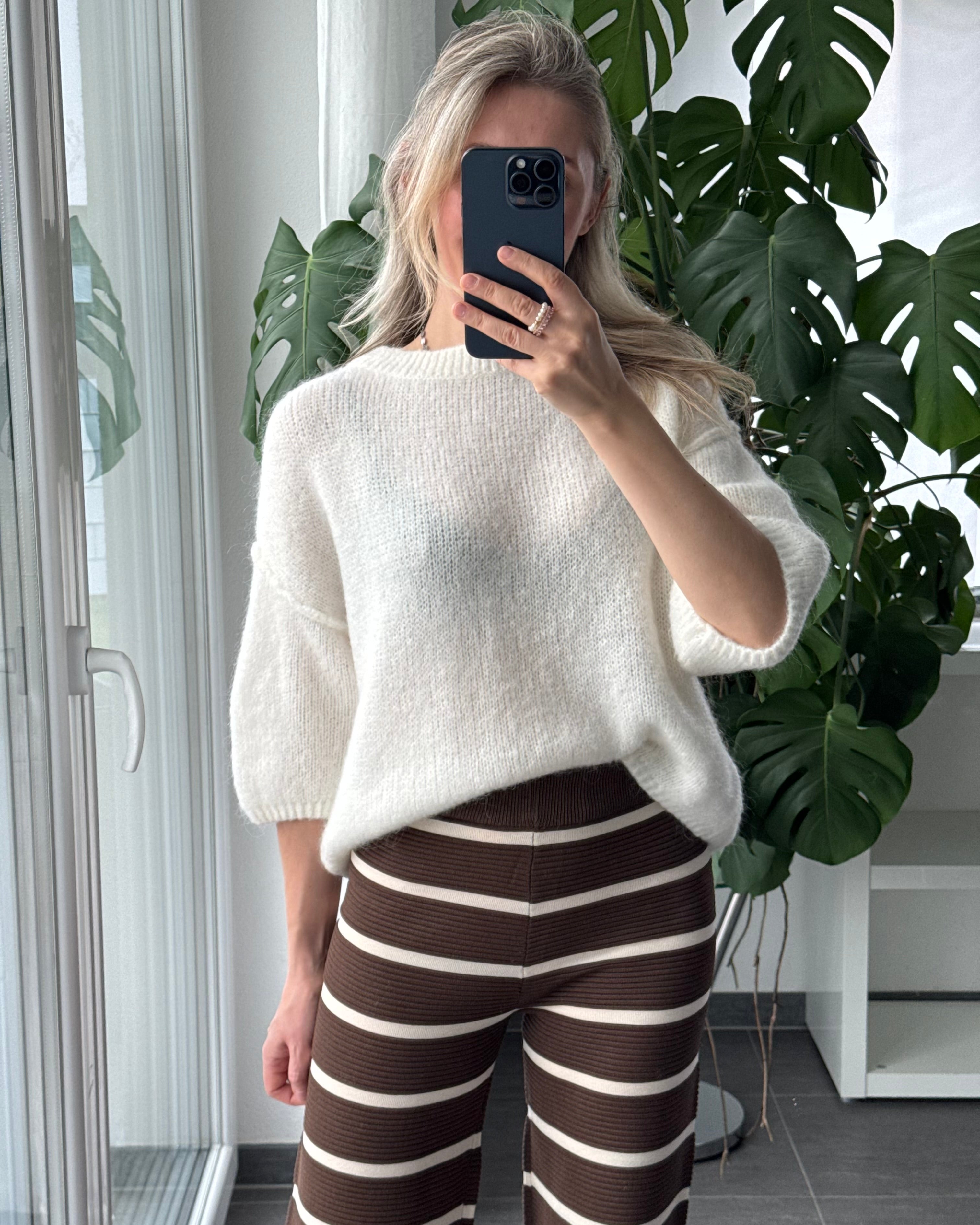 Kurzarm Pullover Weiß