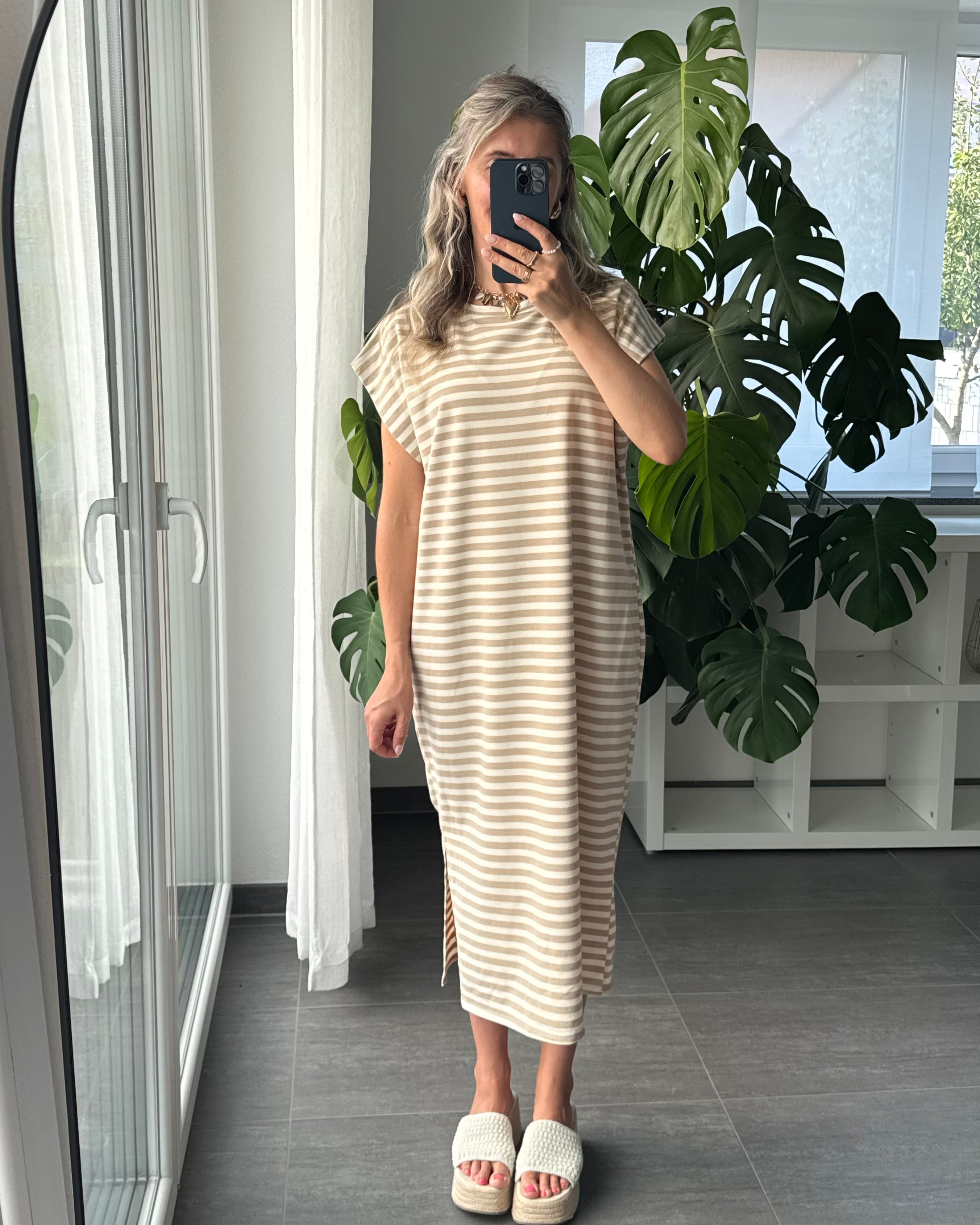 Midikleid Sienna Stripes Beige