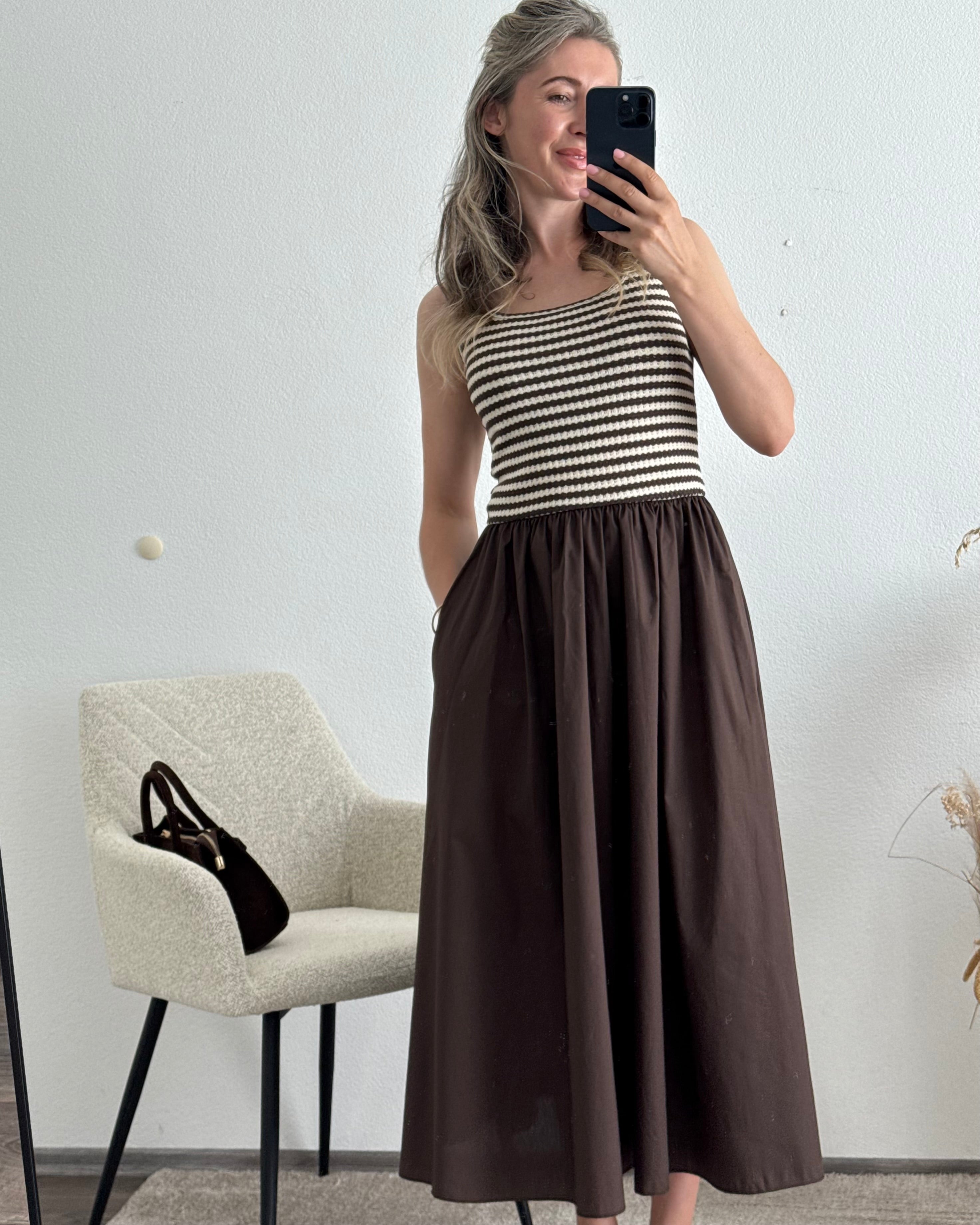 Midi Kleid Mocha Stripe