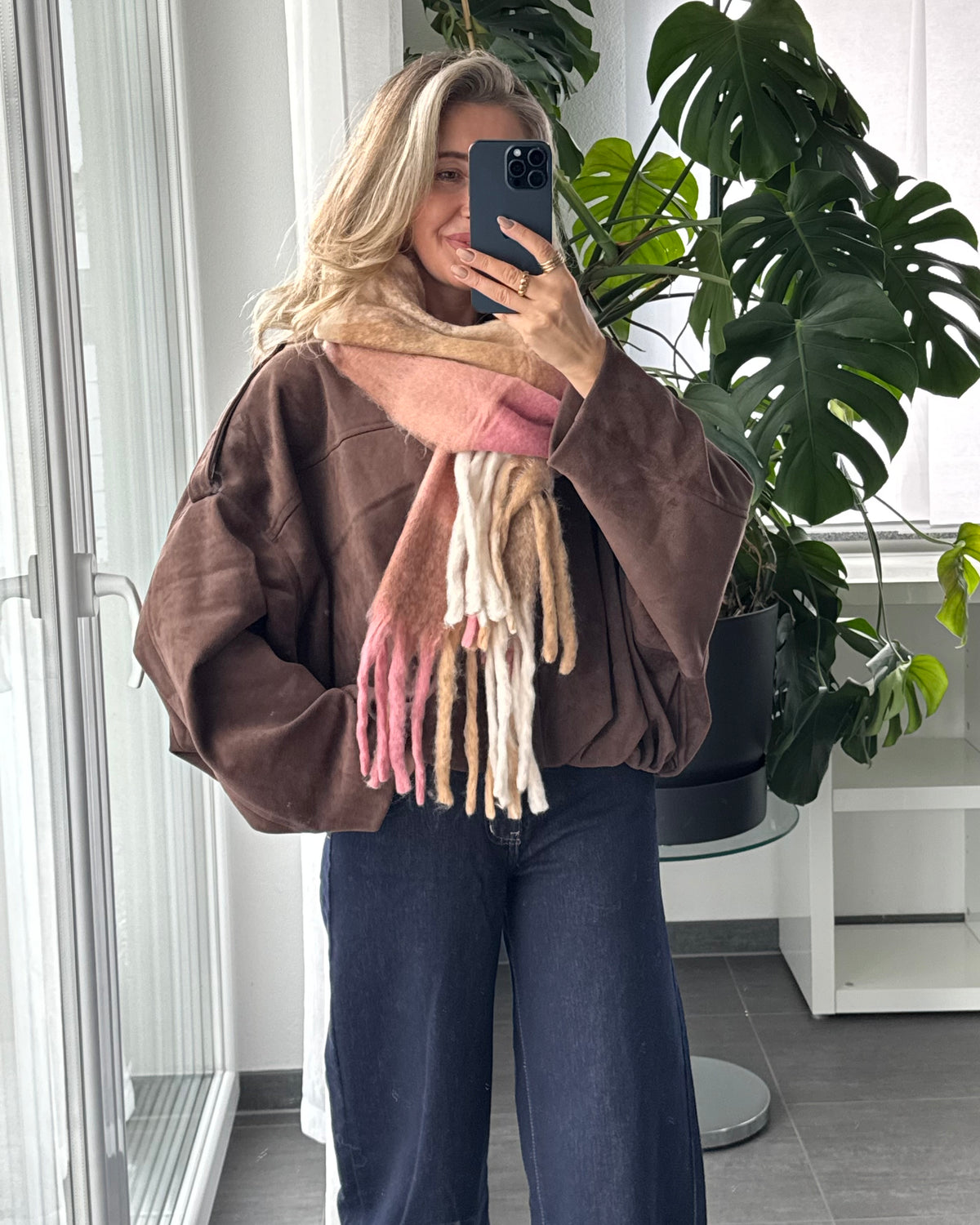 Rosalie Check Schal Rosa/Mocha