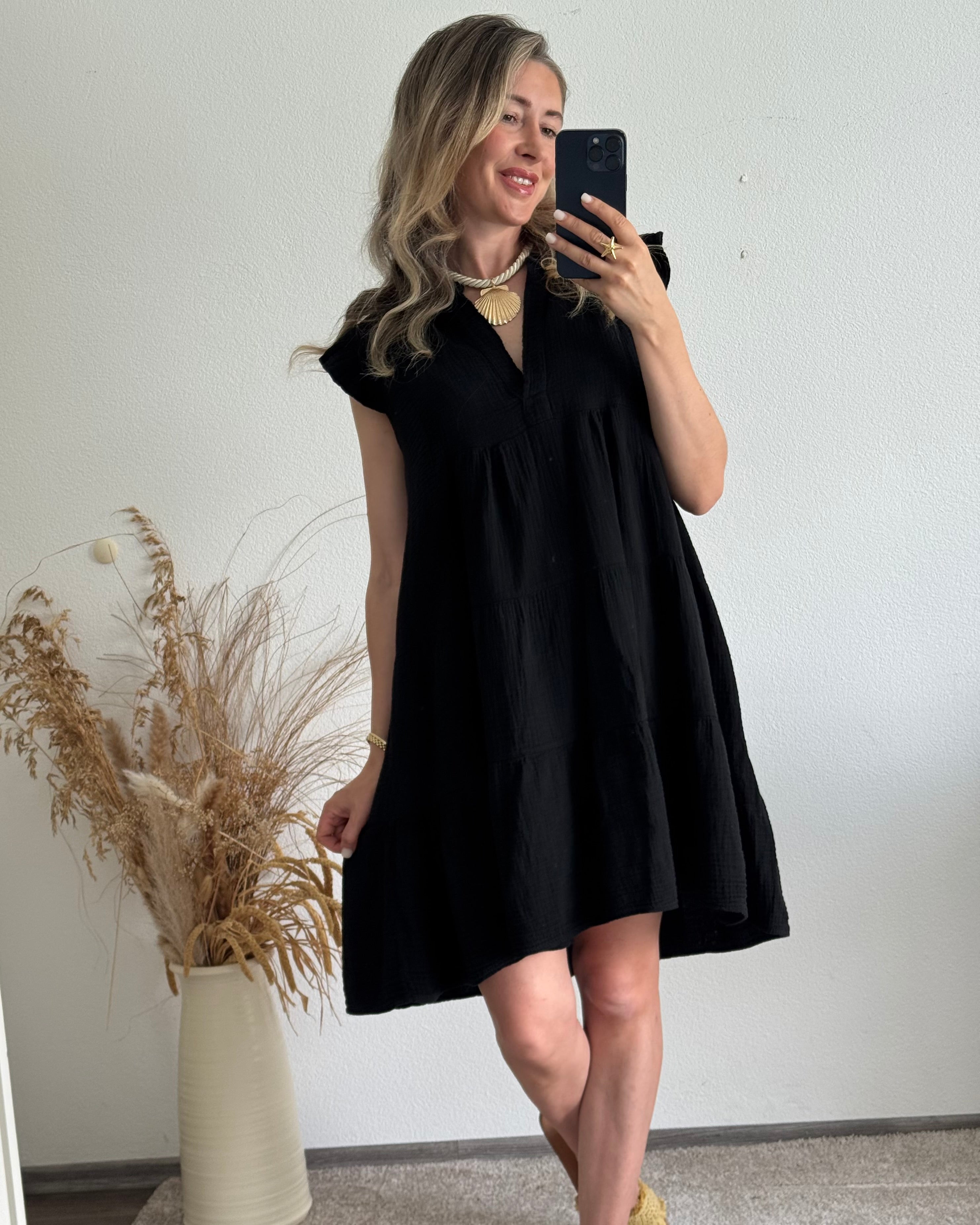 Musselinkleid Romy schwarz