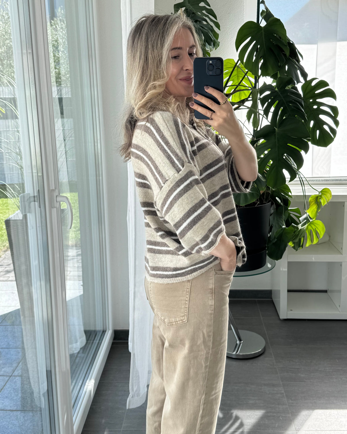 Cardigan Molly Stripes Taupe Beige