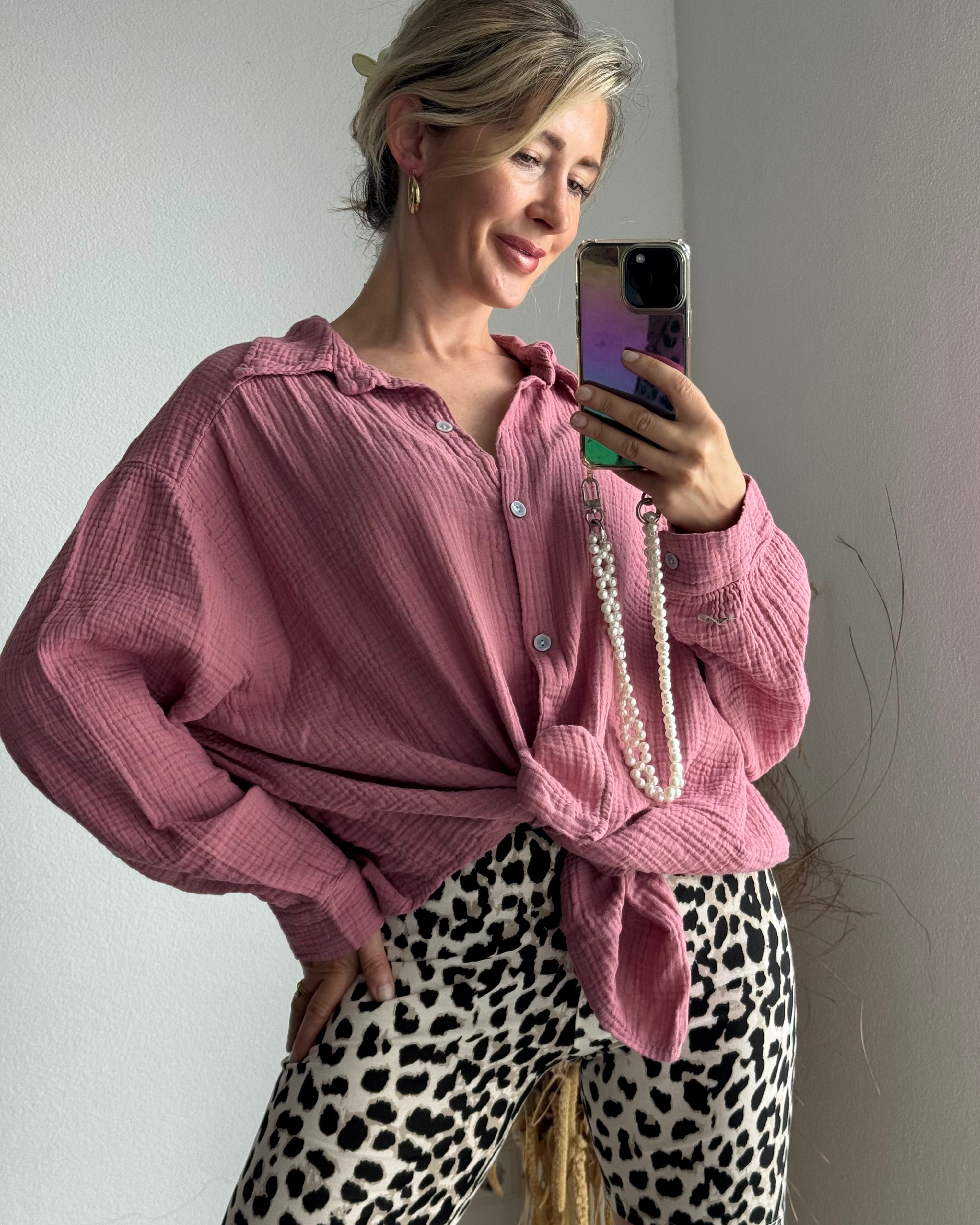 Musselinbluse Altrosa