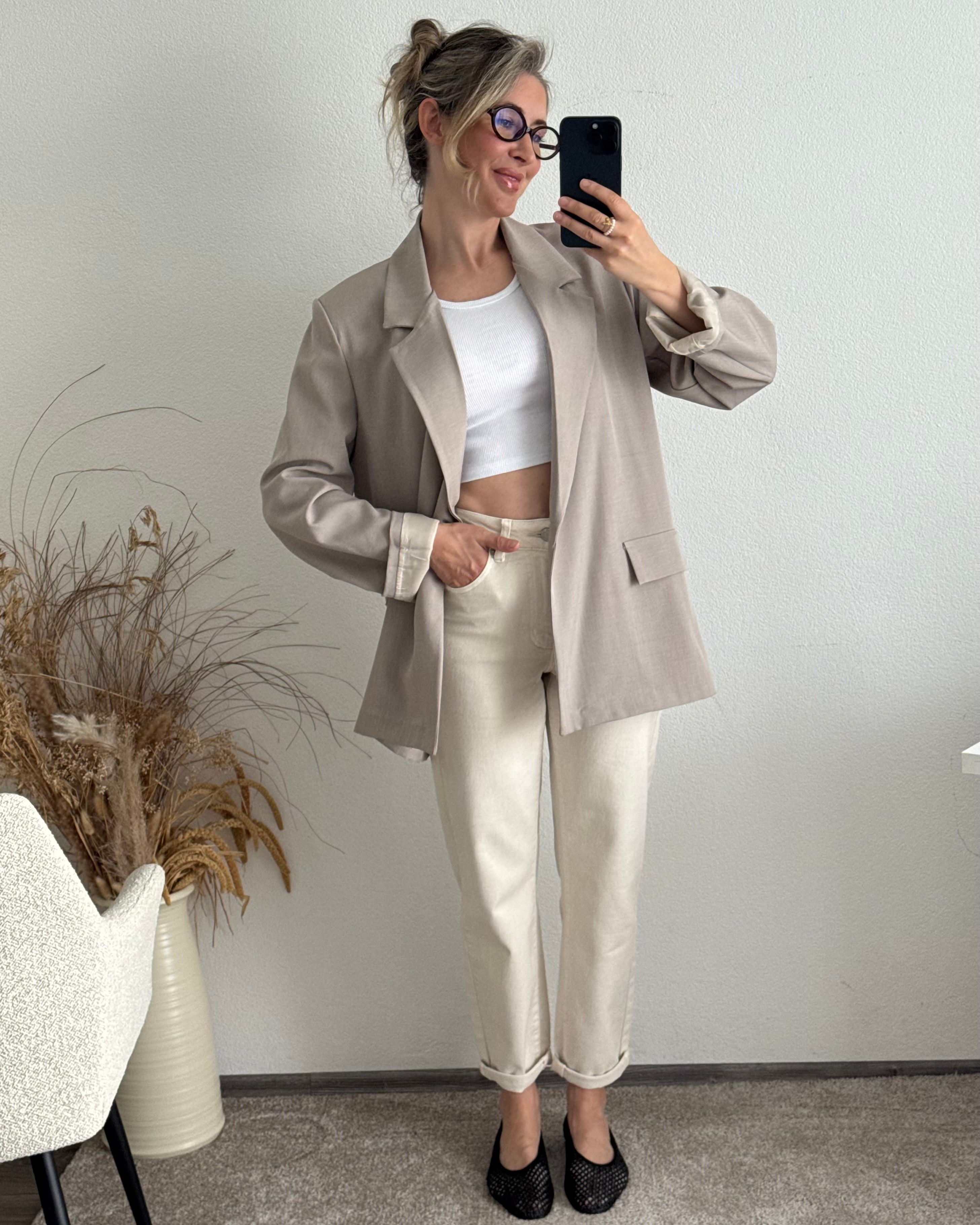 MOM JEANS Beige