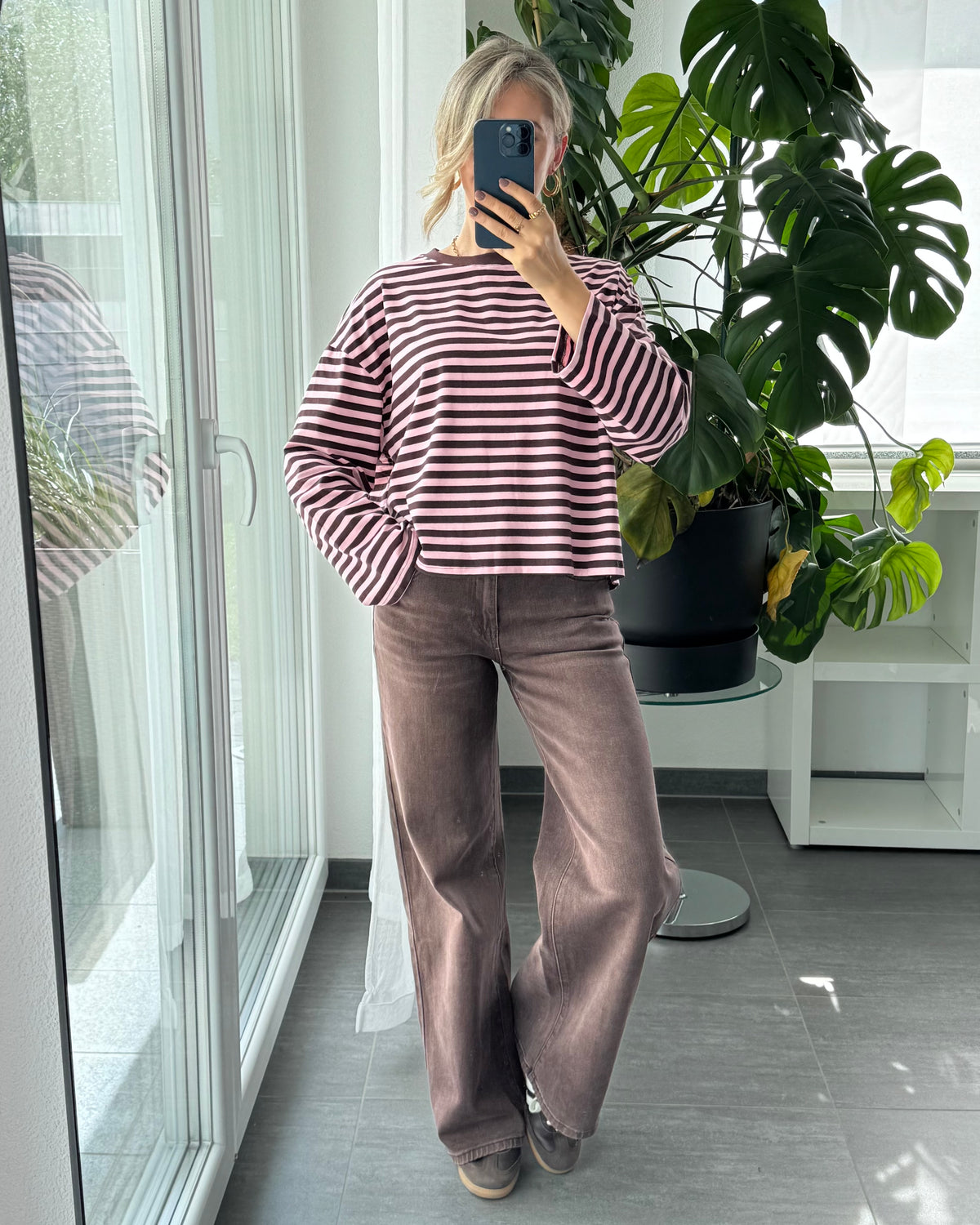 Wide leg stretch Jeans Dark Taupe