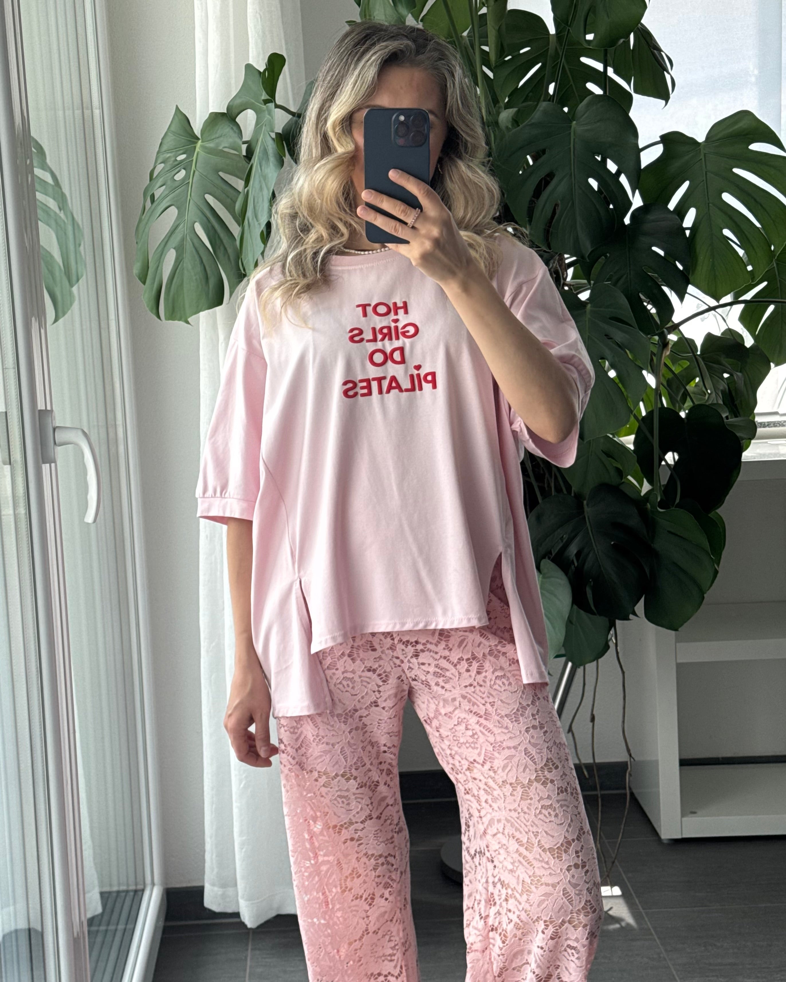 Oversize T-Shirt Hot Girls do pilates rosa