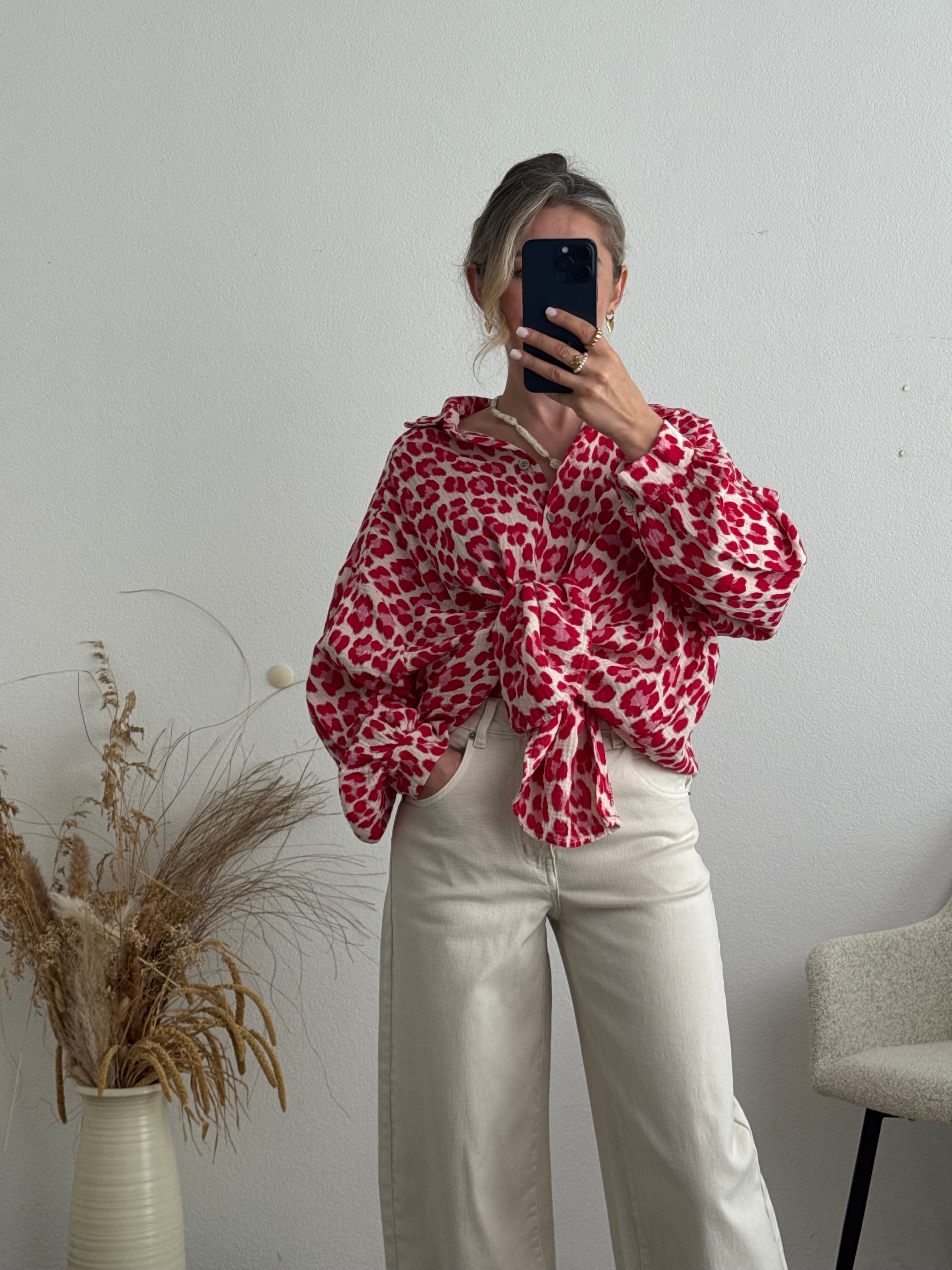Musselinbluse Leo rot