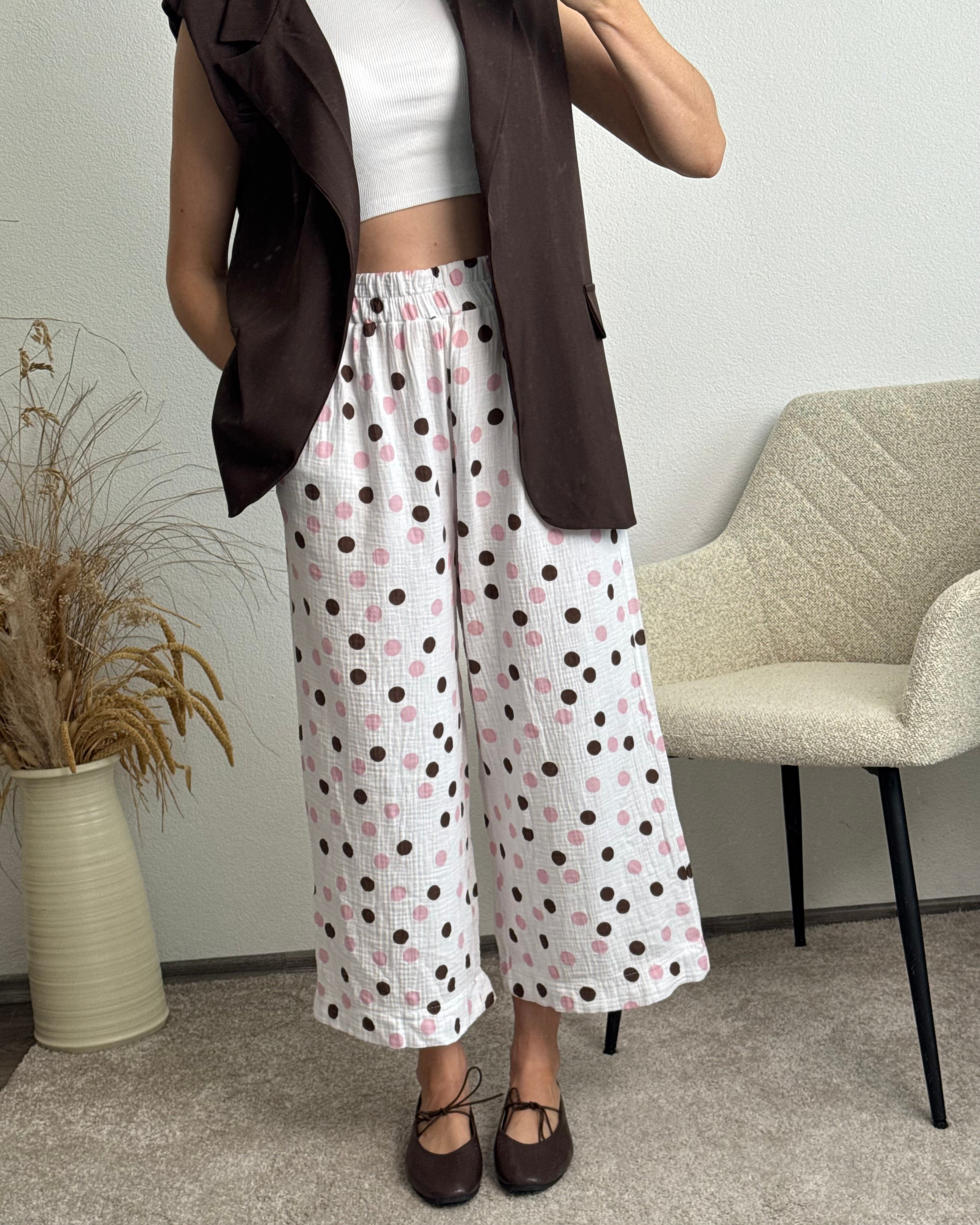 Musselinhose Polka Dots Rosa