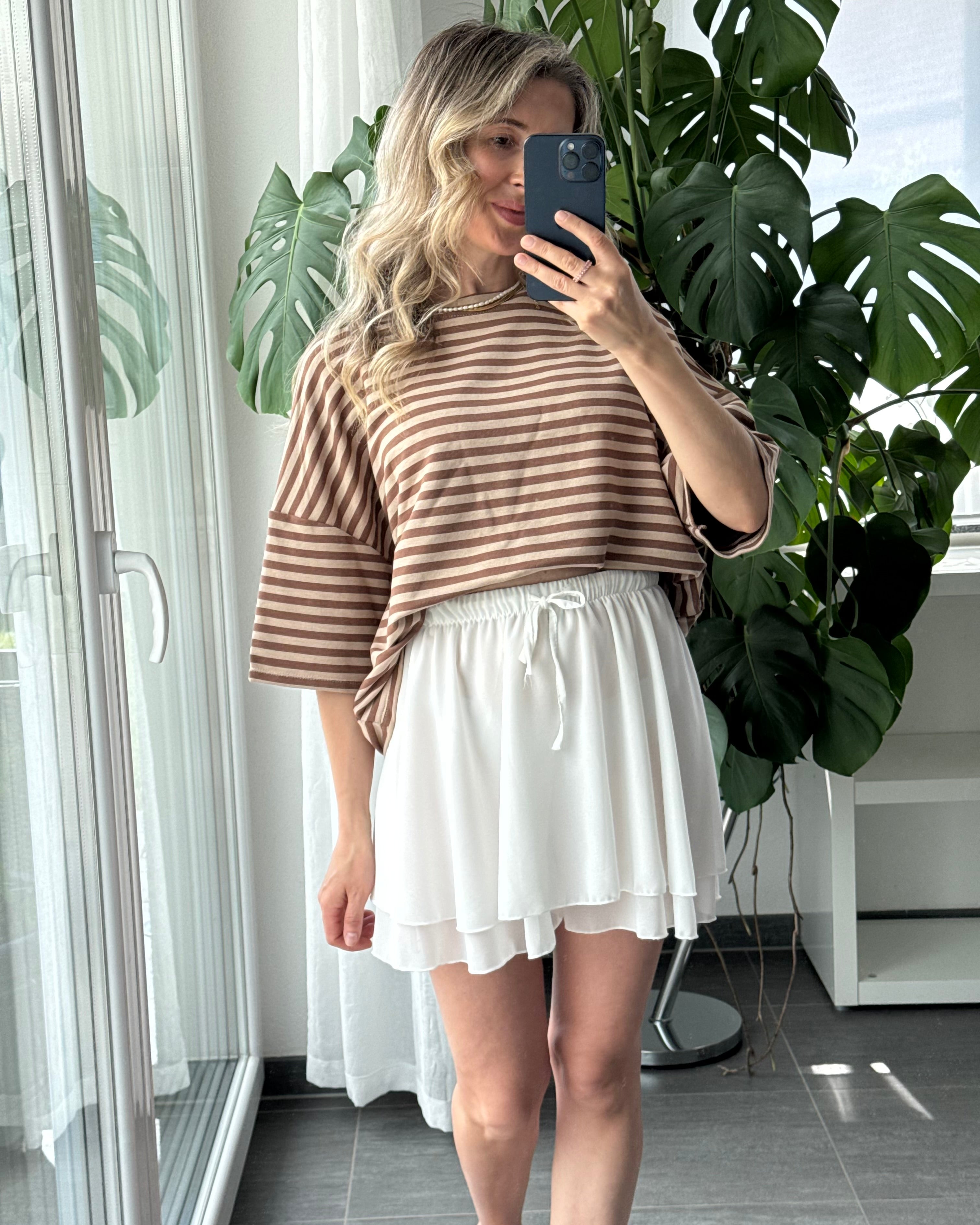 Shirt Streifenliebe Braun Taupe