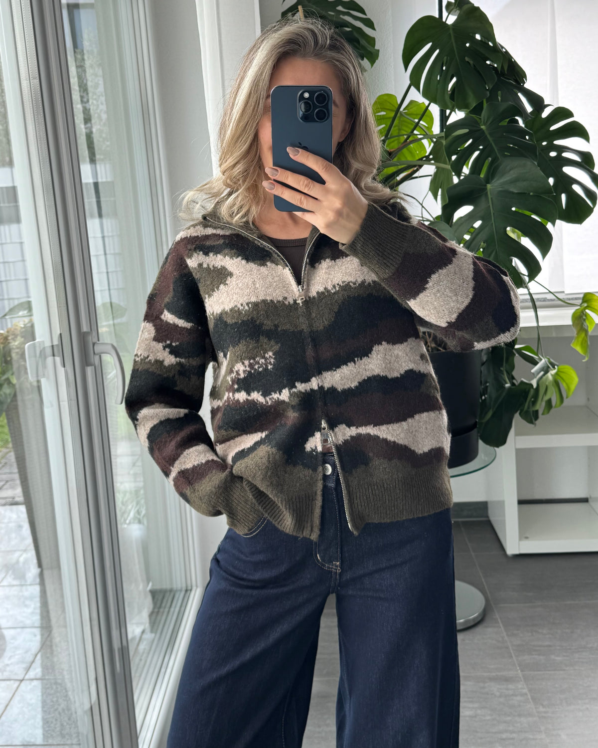 Zip Cardigan Camouflage