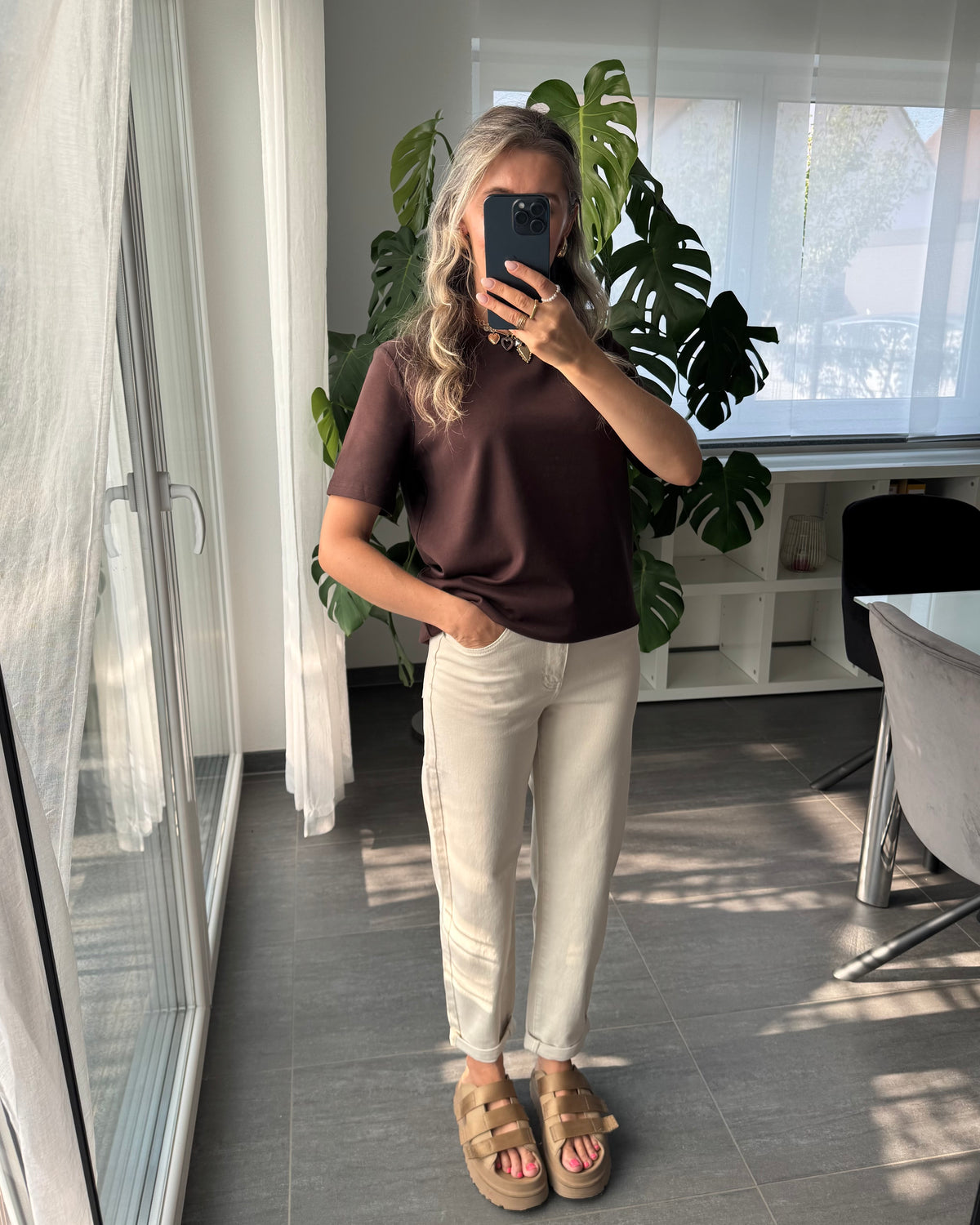 MOM JEANS Beige