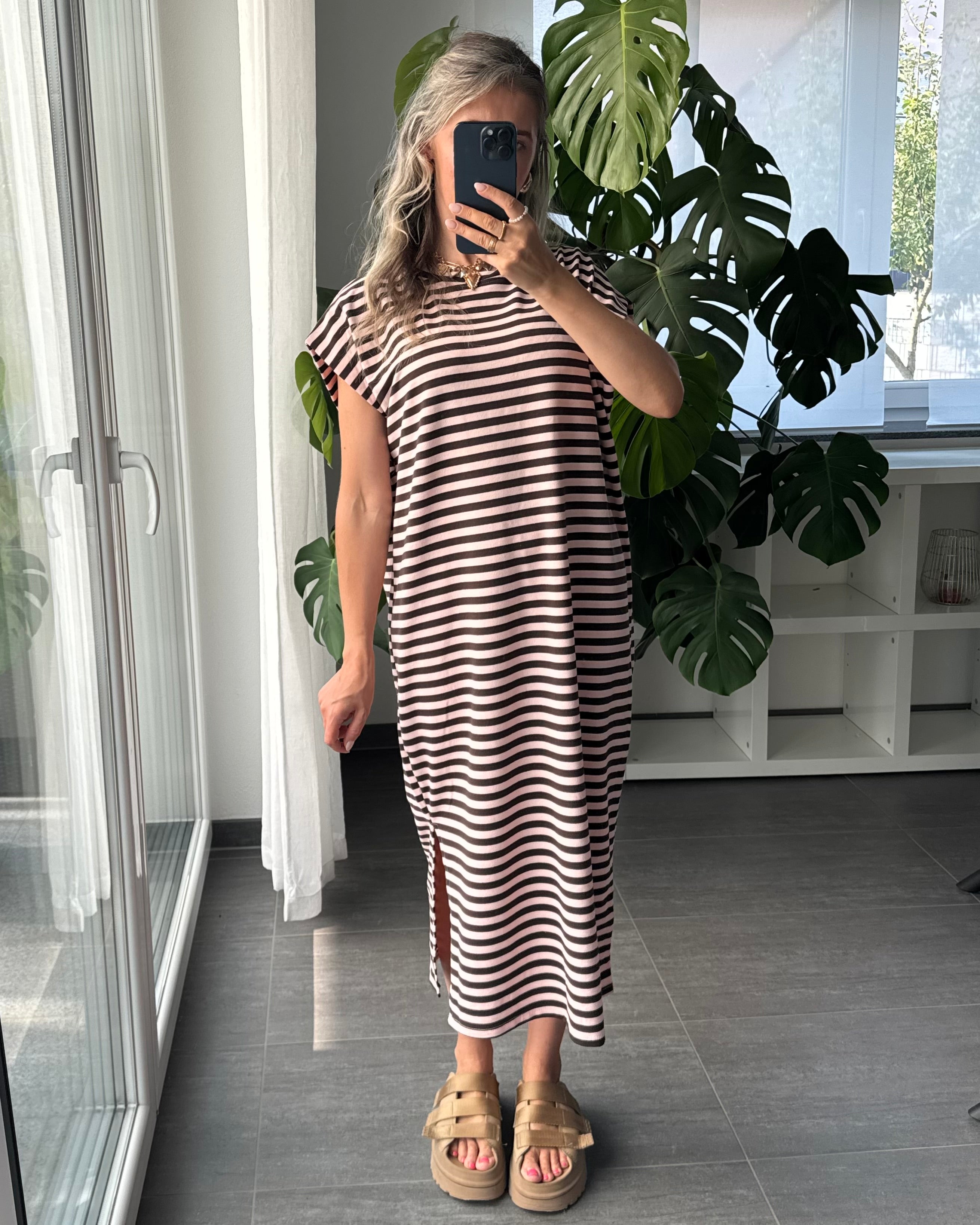 Midikleid Sienna Stripes Braun