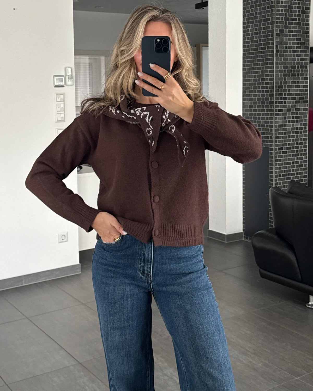 Cardigan mit Dreieckschal Paisley