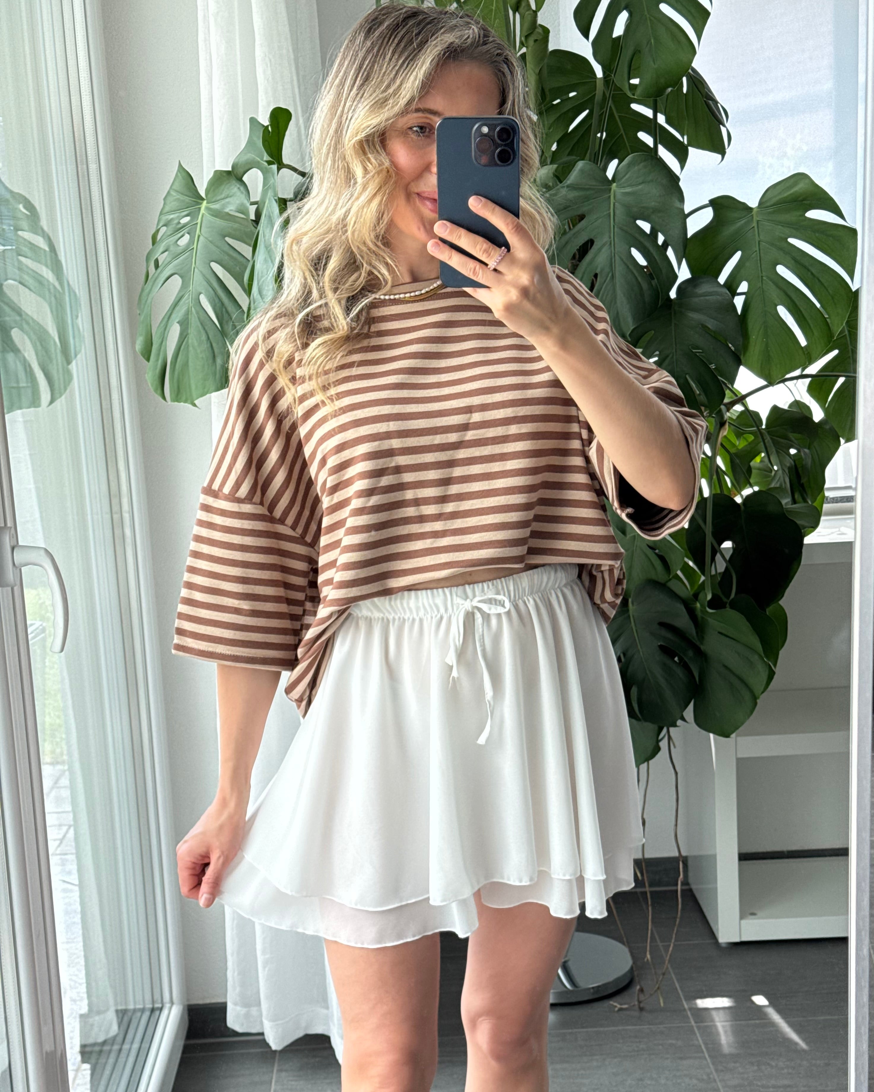 Shirt Streifenliebe Braun Taupe