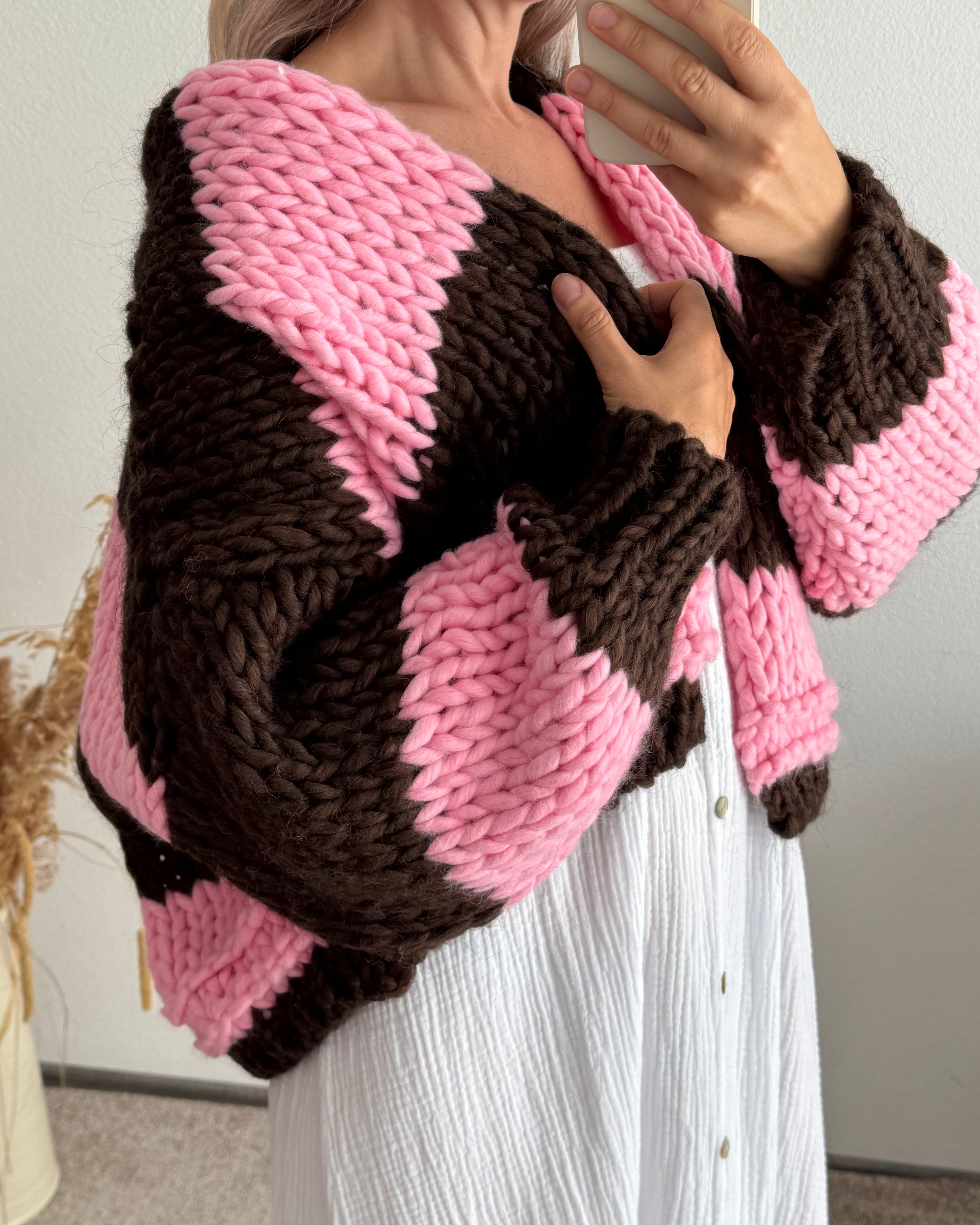 CHUNKY KNIT CARDIGAN BRAUN
