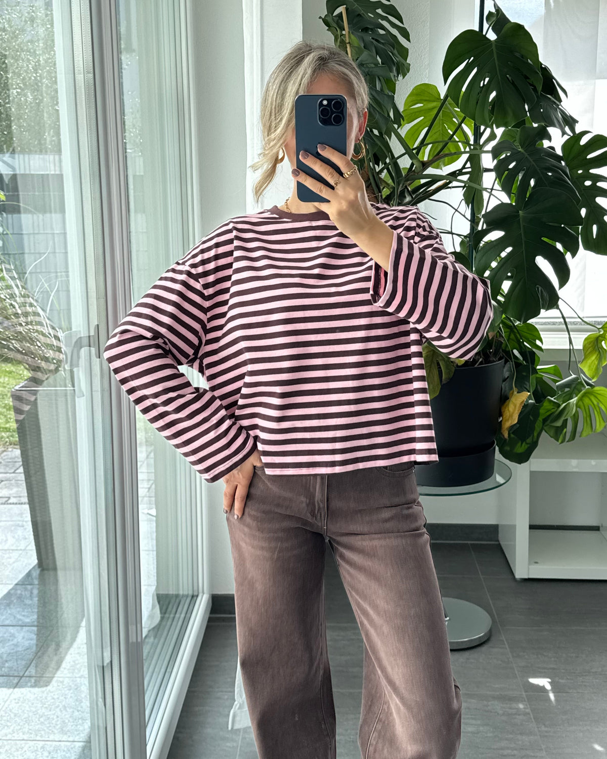 Oversize Stripe Shirt Choco Rosa