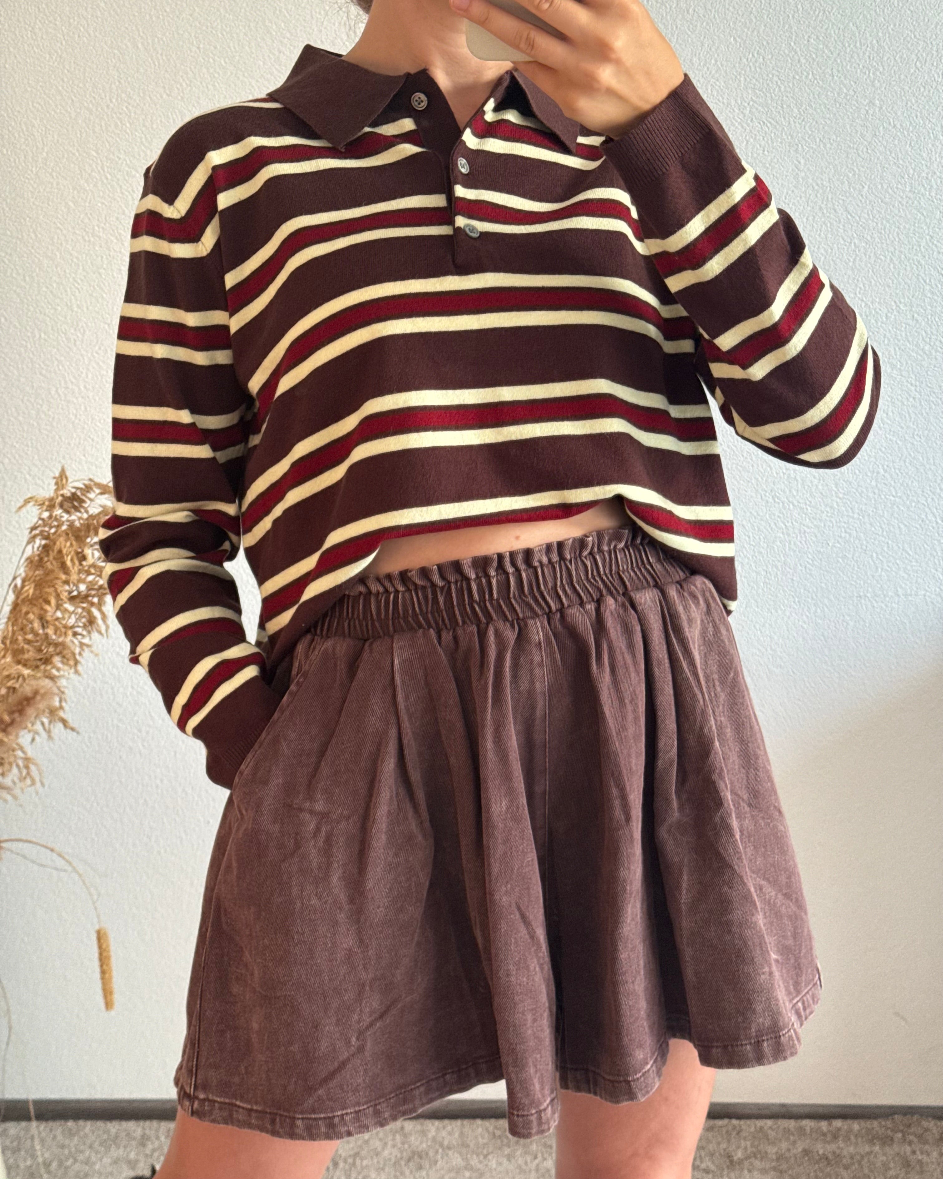 Poloshirt gestreift COFFEE