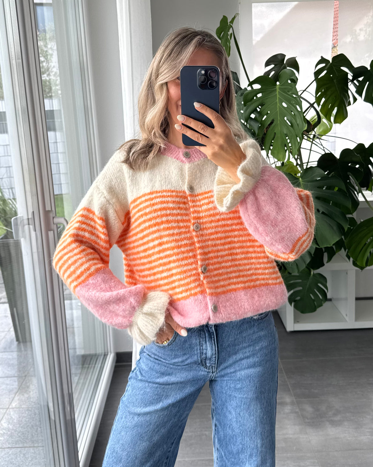Cardigan Rüschentraum rosa orange