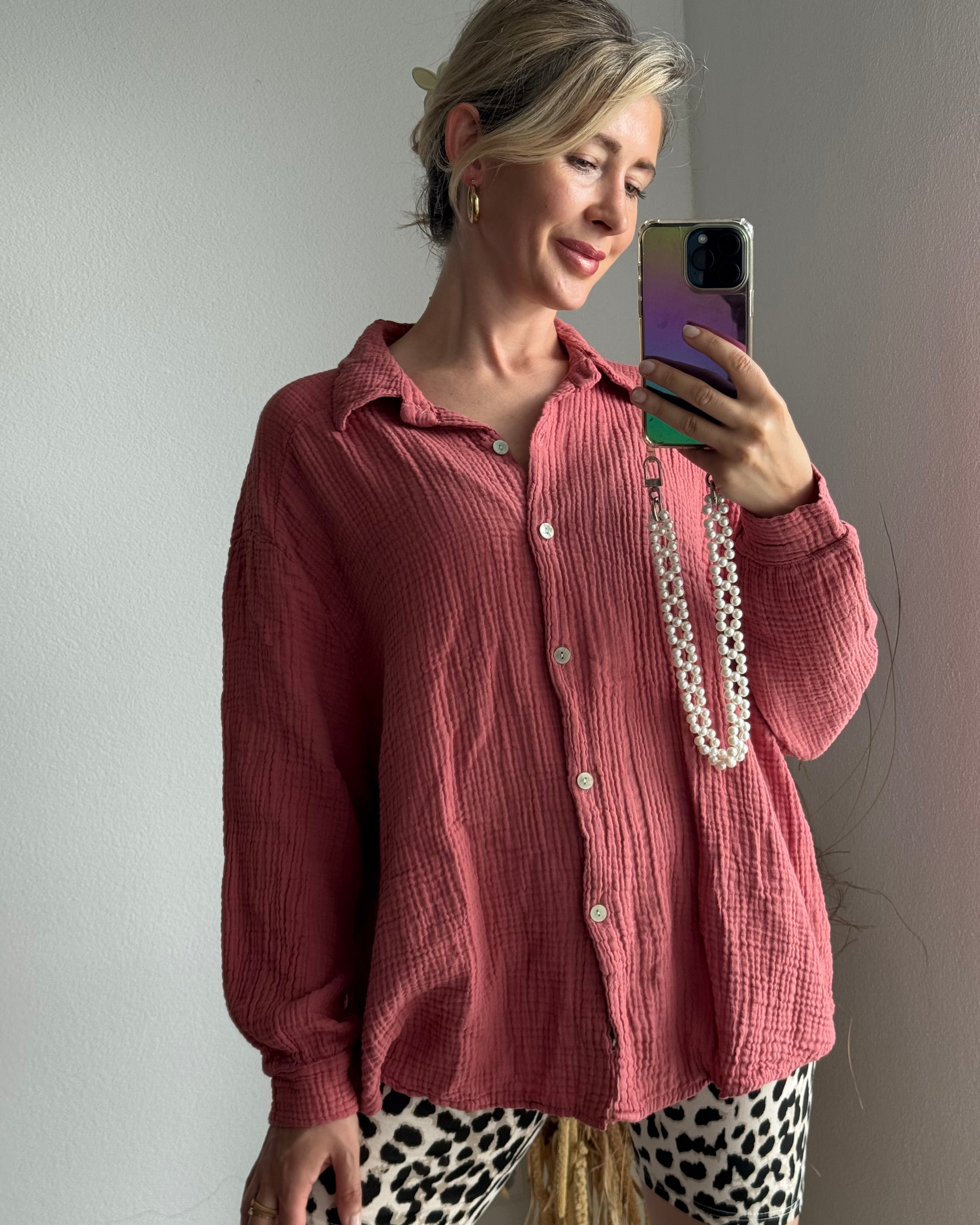Musselinbluse Terracotta