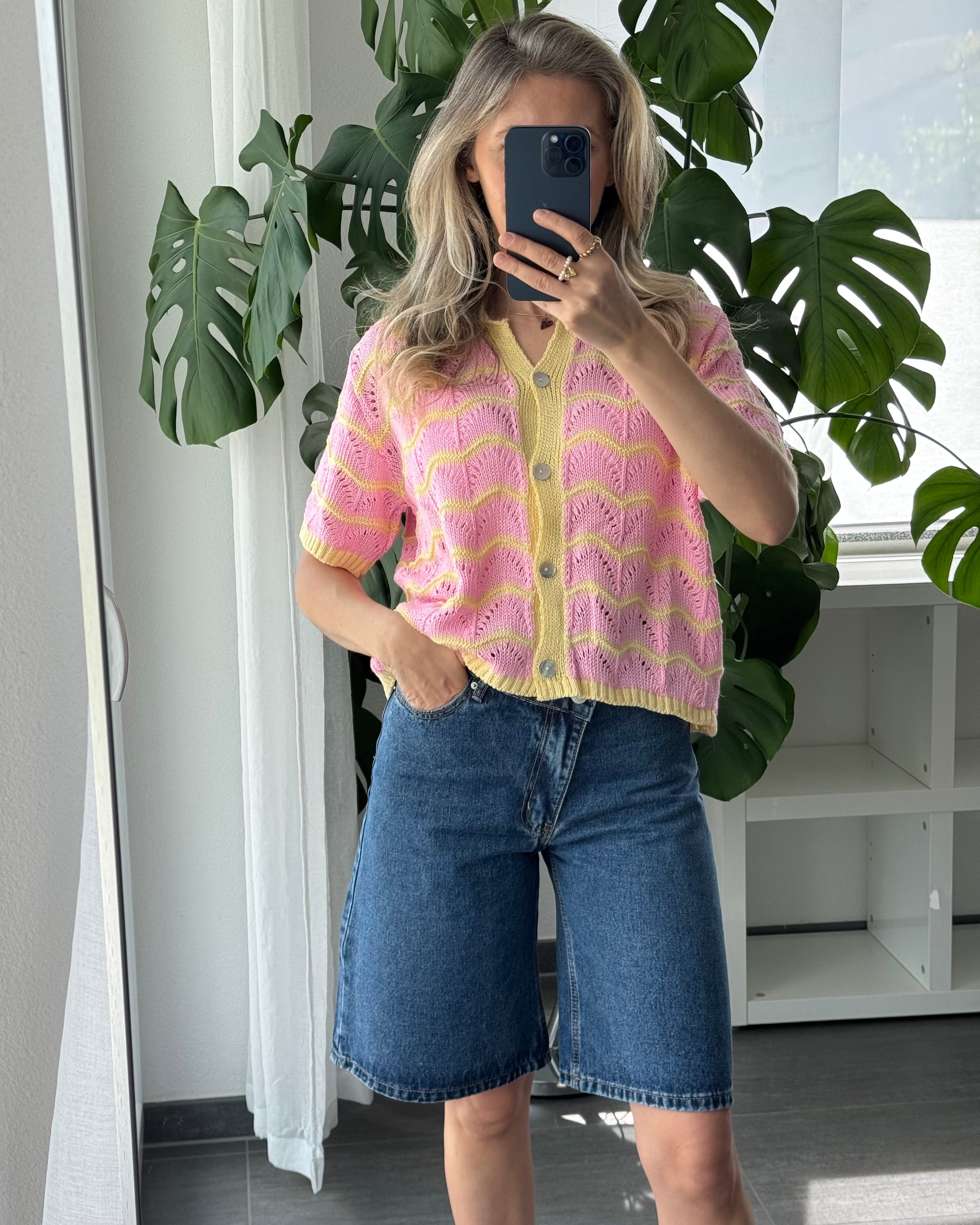 Lina Knit Polo Gelb Pink