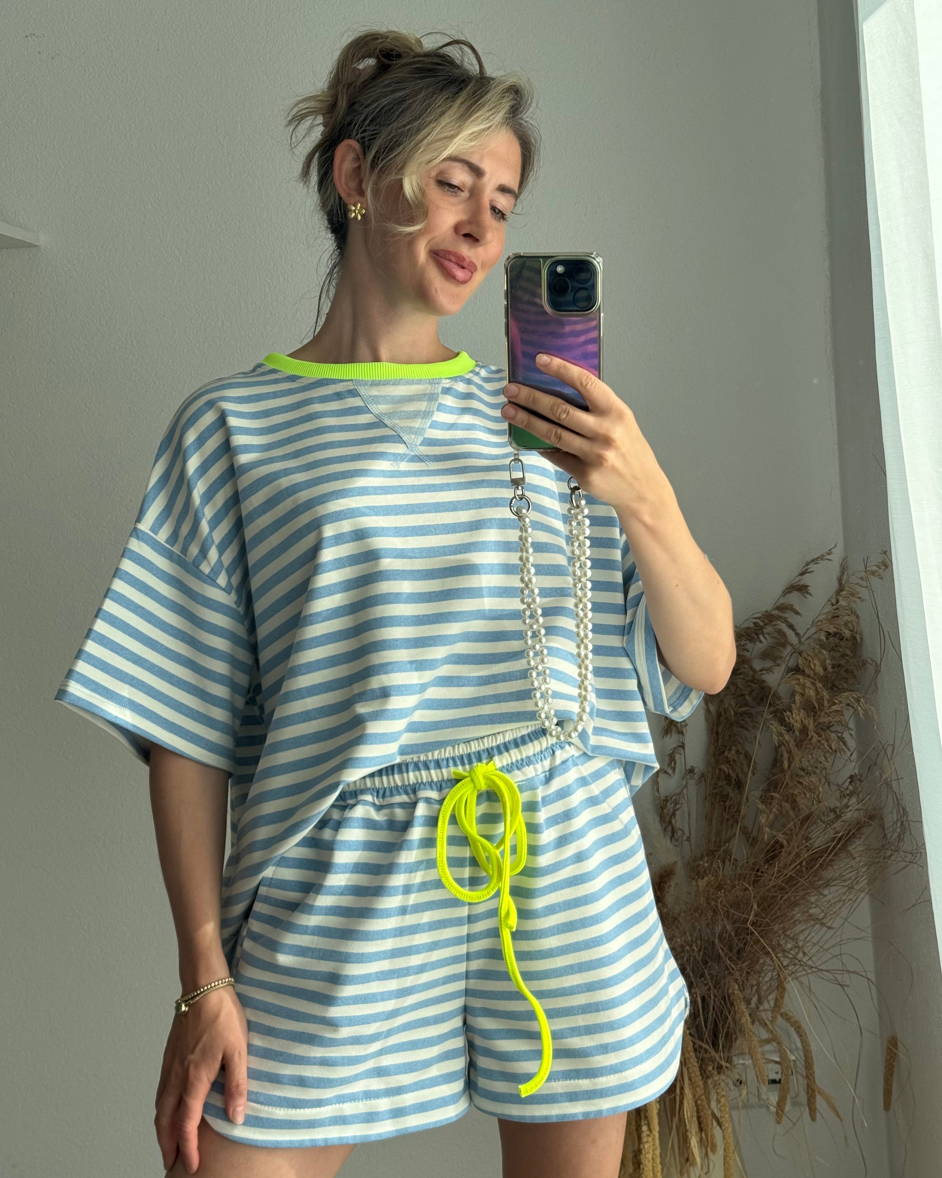 EINZELTEIL Shorts Summer Stripes BLAU VOM UMTAUSCH AUSGESCHLOSSEN