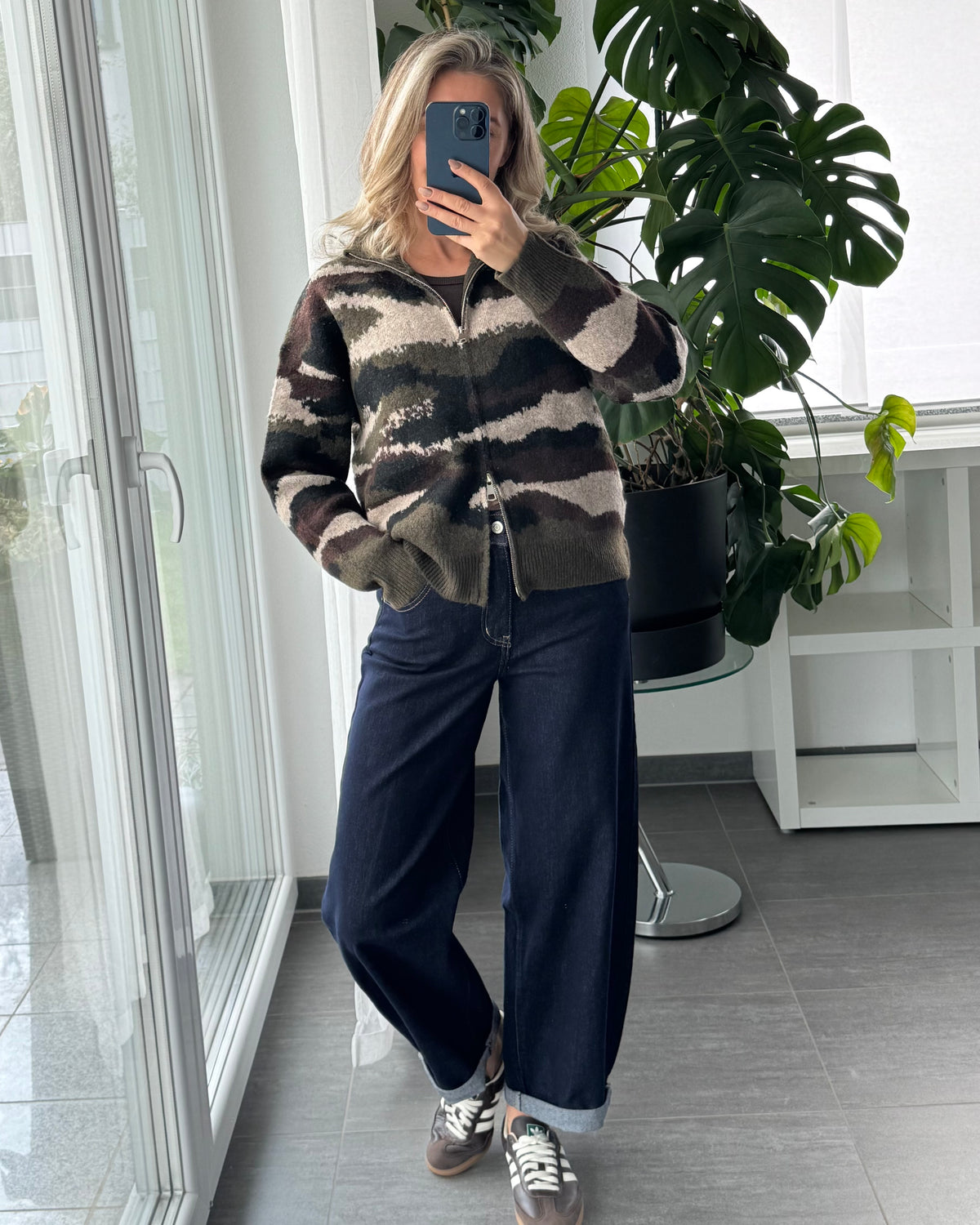 Zip Cardigan Camouflage